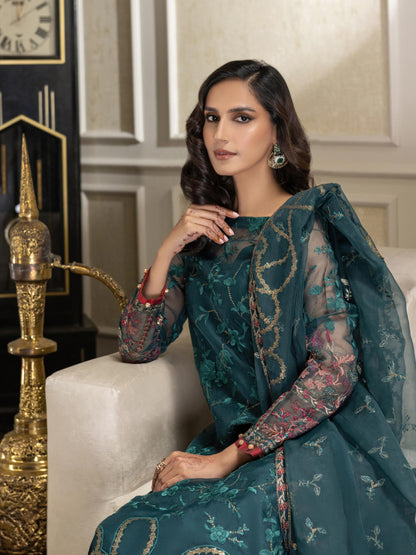 3 Piece Organza Suit-Embroidered (Unstitched)