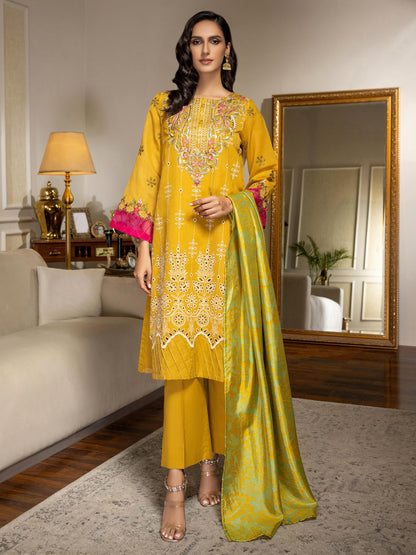 3 Piece Net Suit-Embroidered (Unstitched)