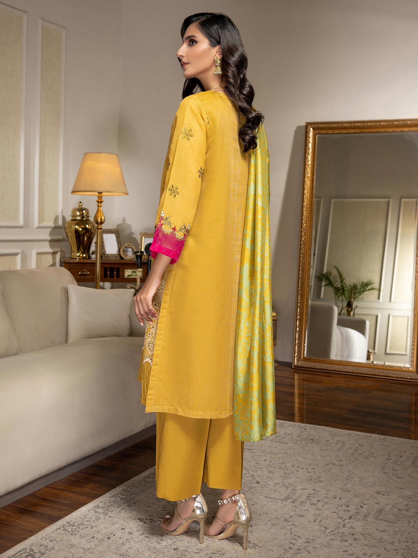 3 Piece Net Suit-Embroidered (Unstitched)