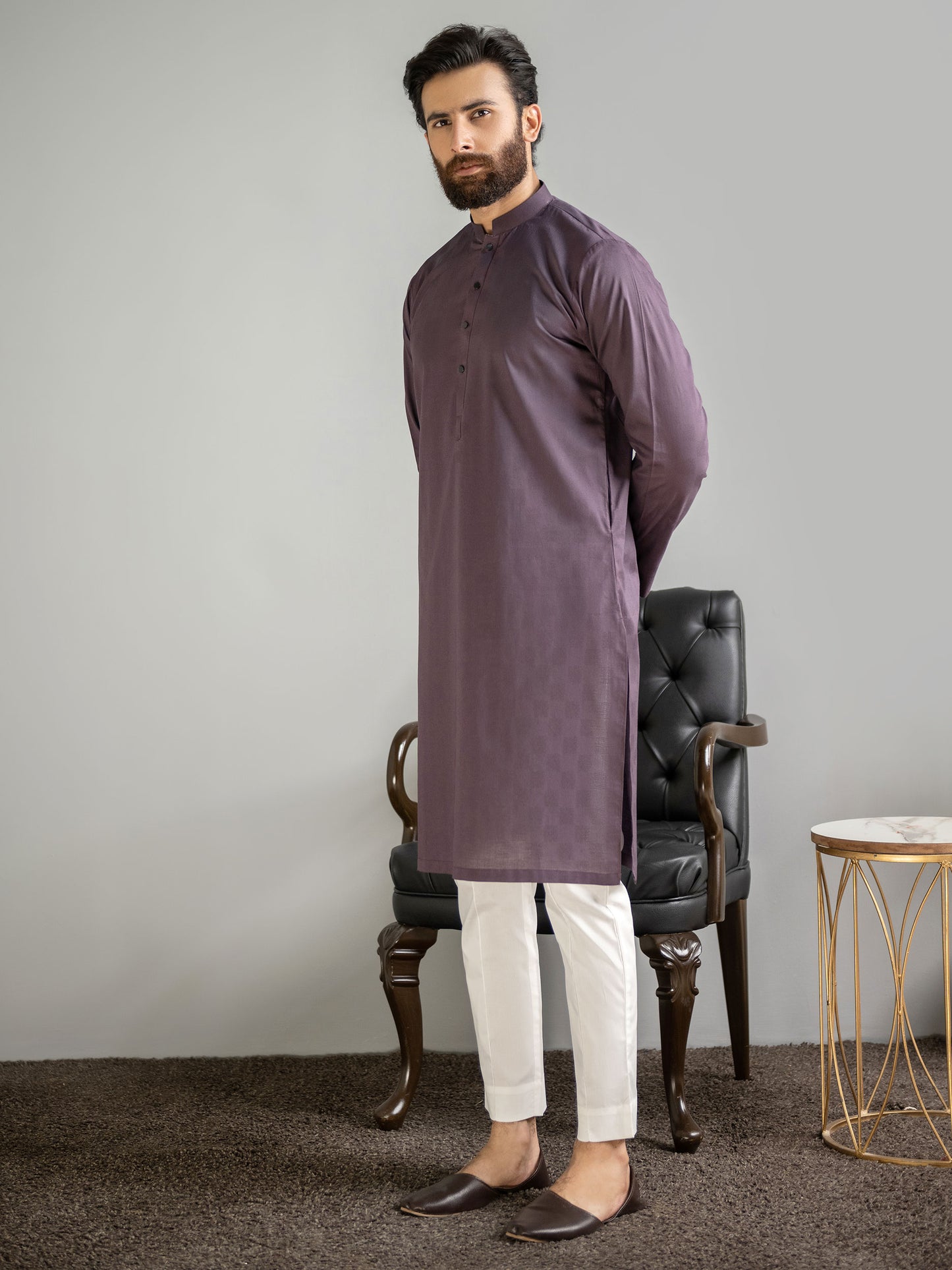 Self Jacquard Kurta