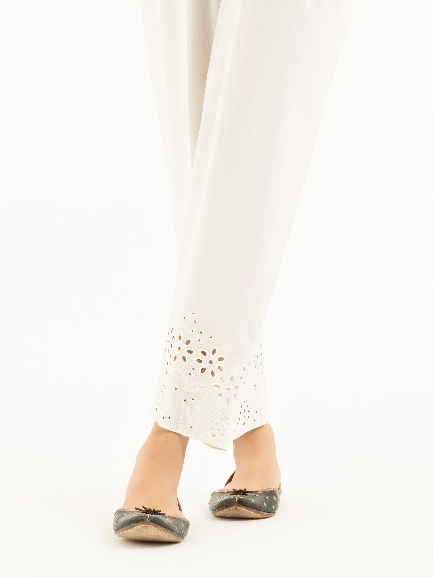 Embroidered Cambric Trousers(Pret)