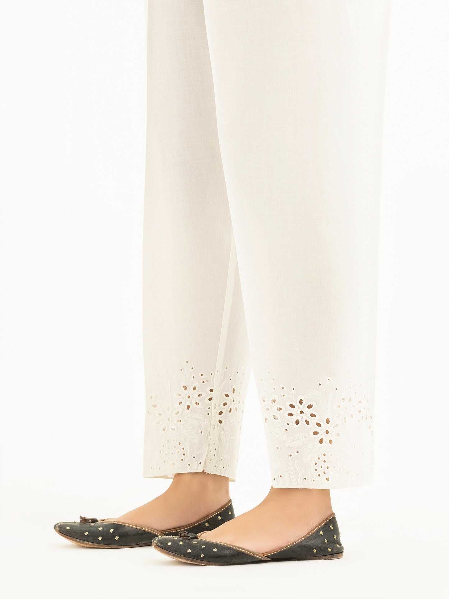 Embroidered Cambric Trousers(Pret)