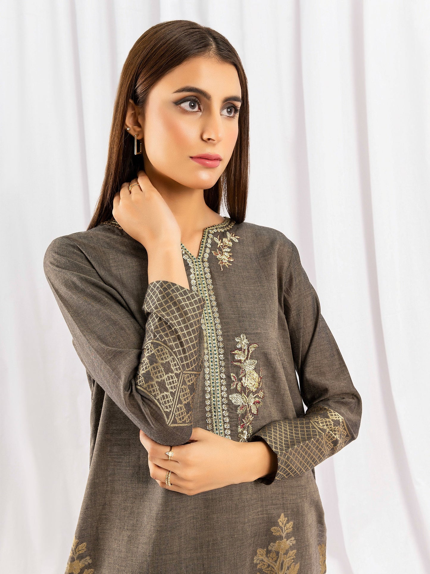 Jacquard Shirt-Embroidered (Pret)