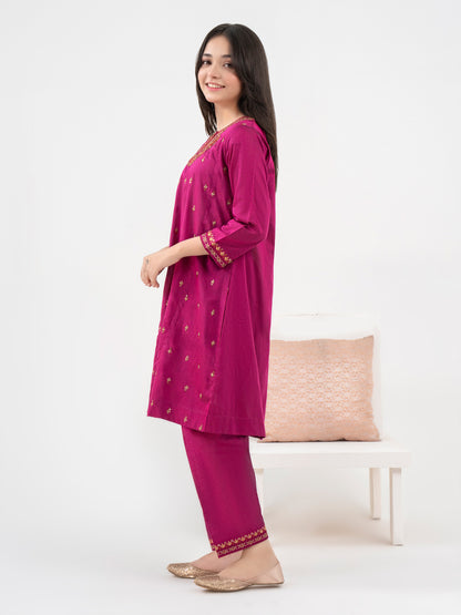 2 Piece Raw Silk Suit-Embroidered