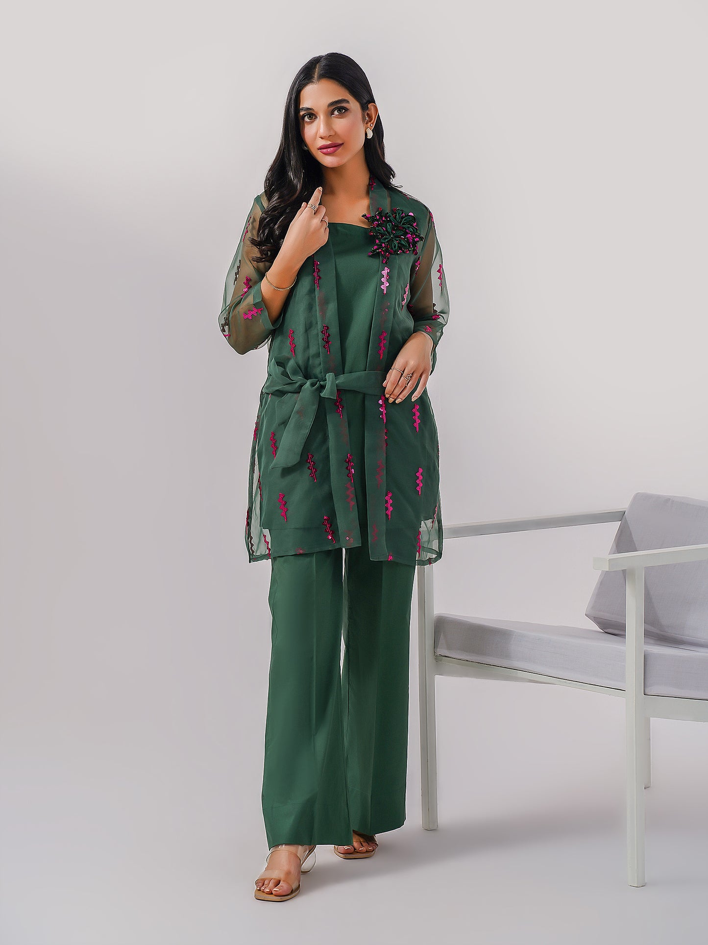 2 Piece Organza Suit-Embroidered (Pret)