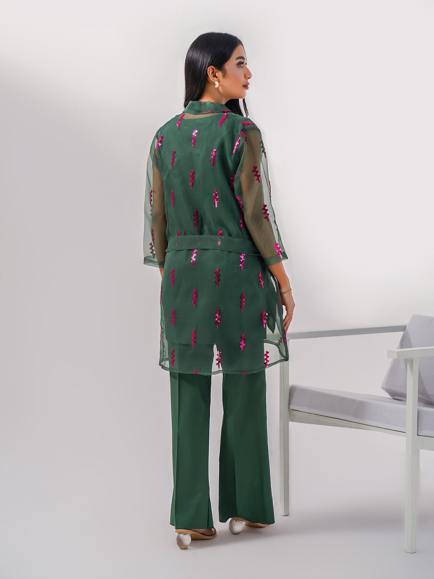 2 Piece Organza Suit-Embroidered (Pret)