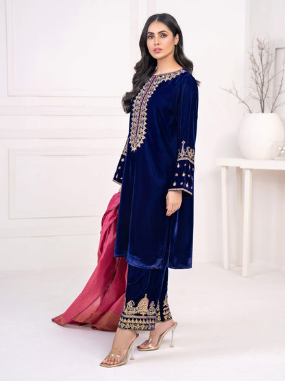 3 Piece Velvet Suit-Embroidered(Unstitched)