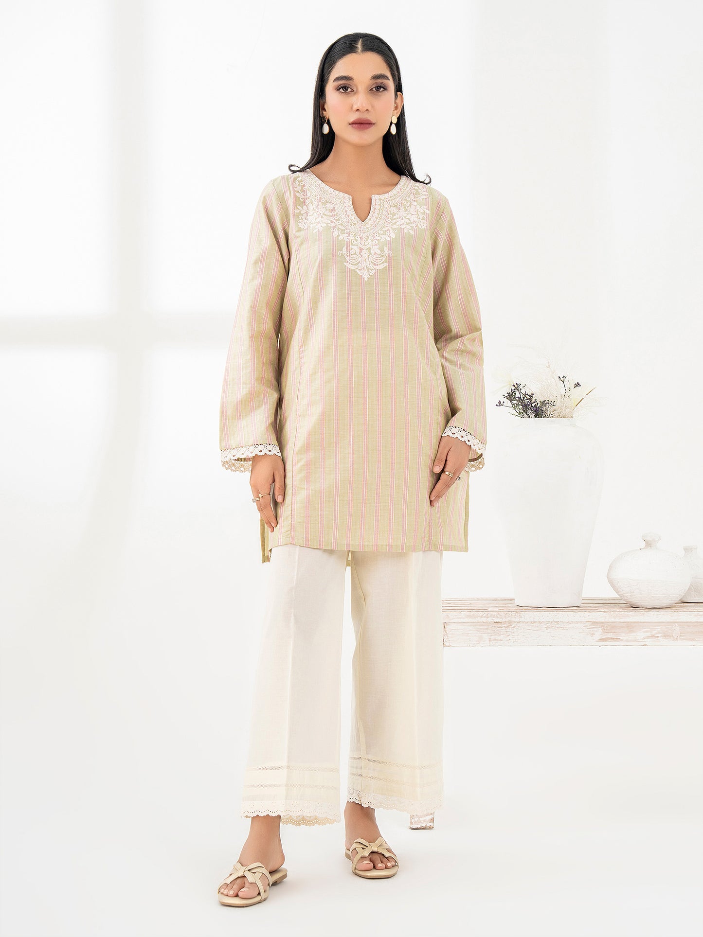 Yarn Dyed Kurti-Embroidered (Pret)