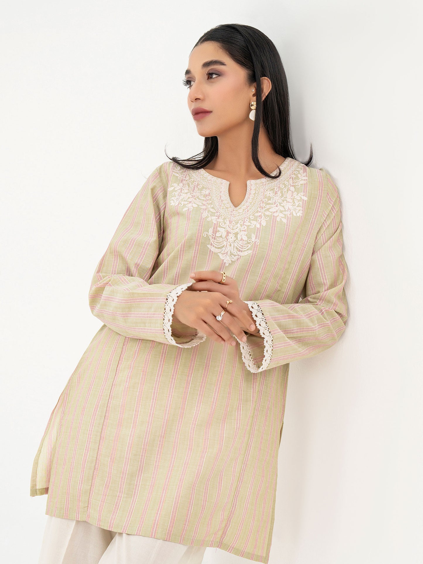 Yarn Dyed Kurti-Embroidered (Pret)