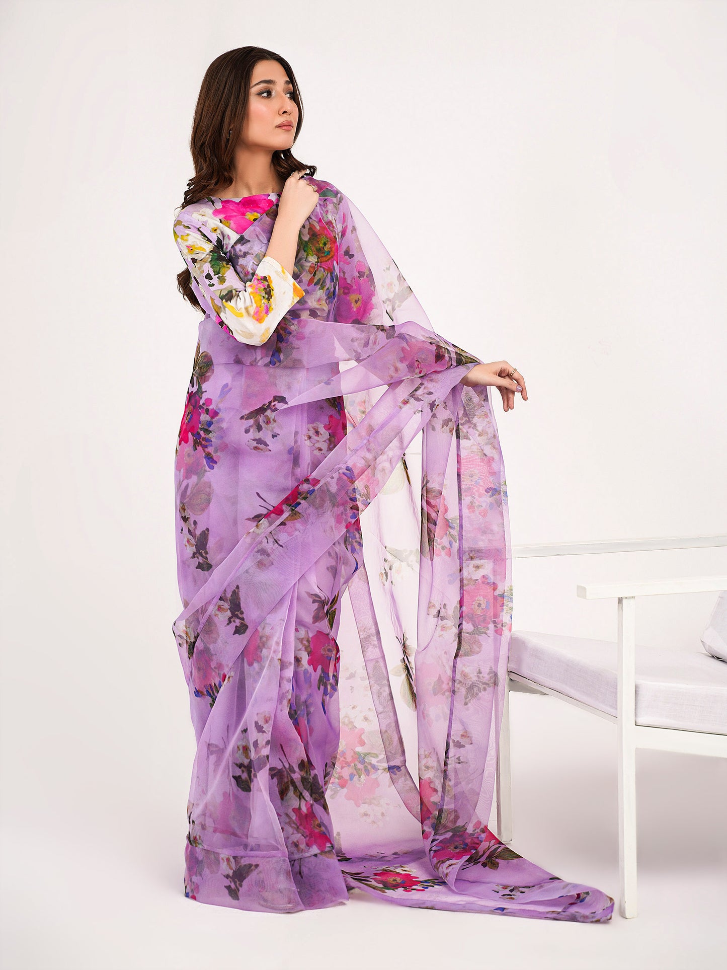 2 Piece Lawn Saree-Printed(Pret)