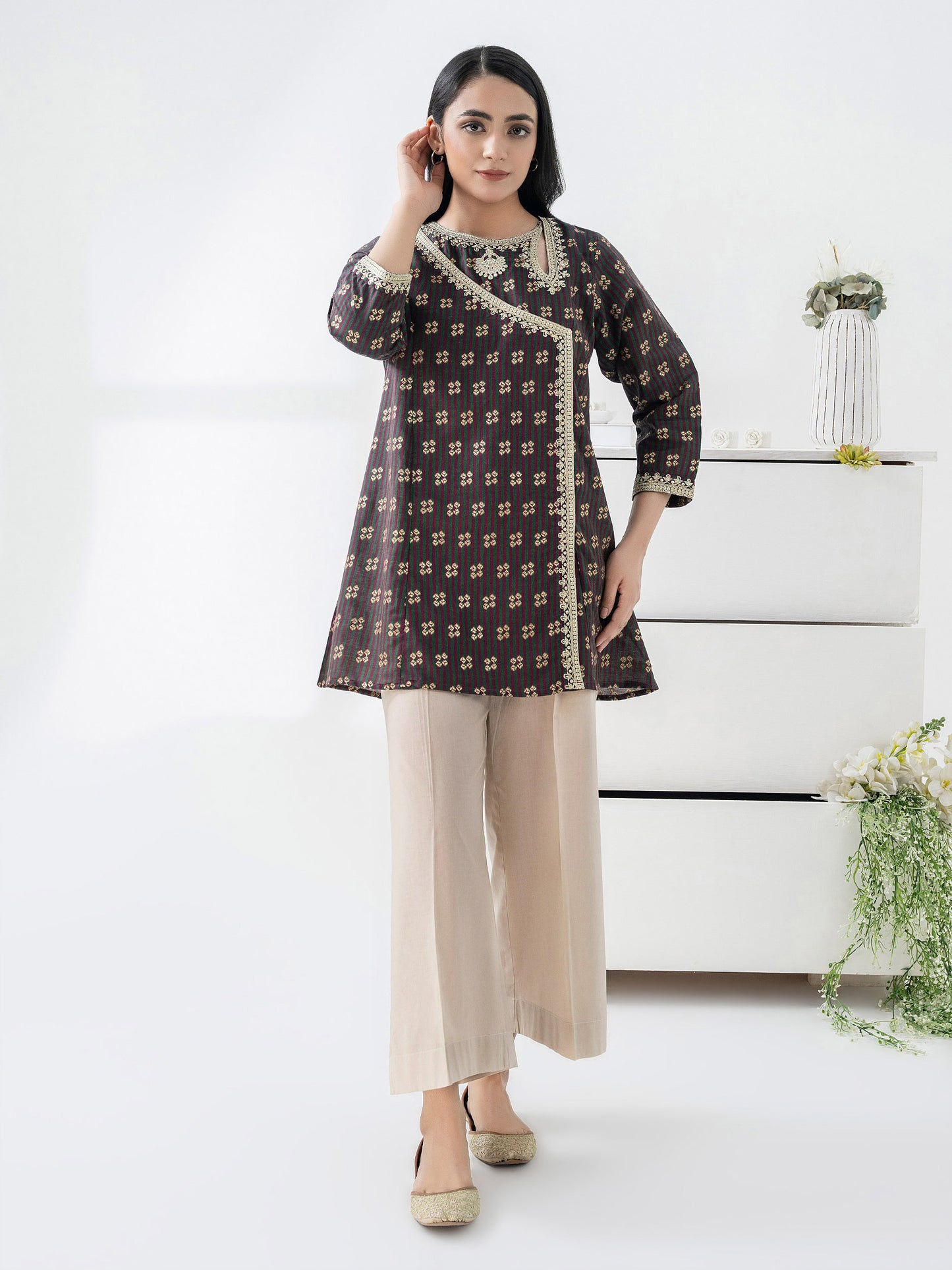 Jacquard Kurti-Embroidered (Pret)