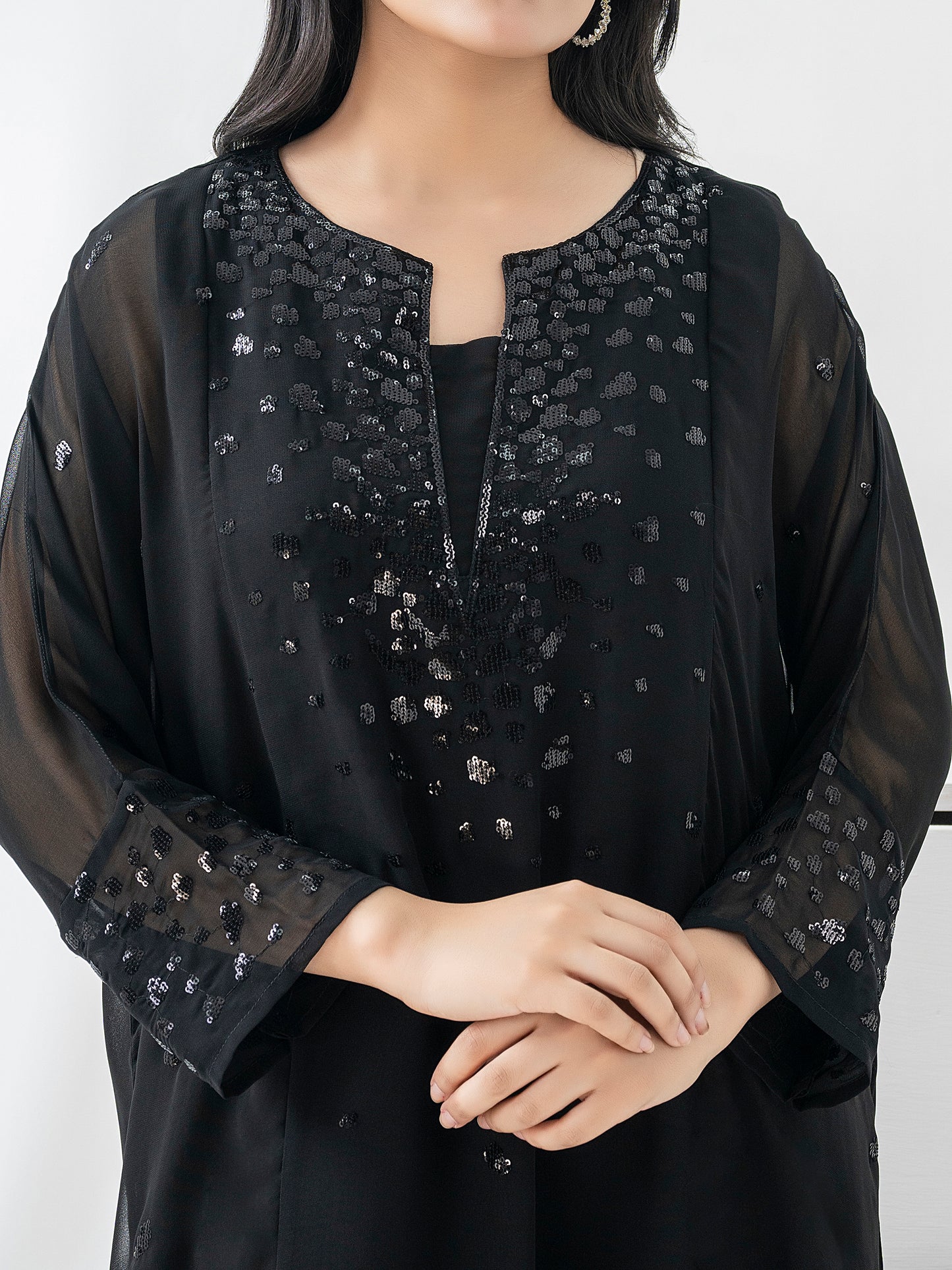 Chiffon Shirt-Embellished (Pret)