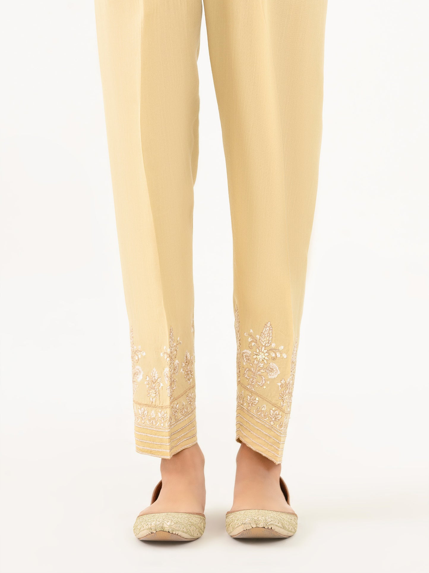 Raw Silk Trouser-Embroidered (Pret)