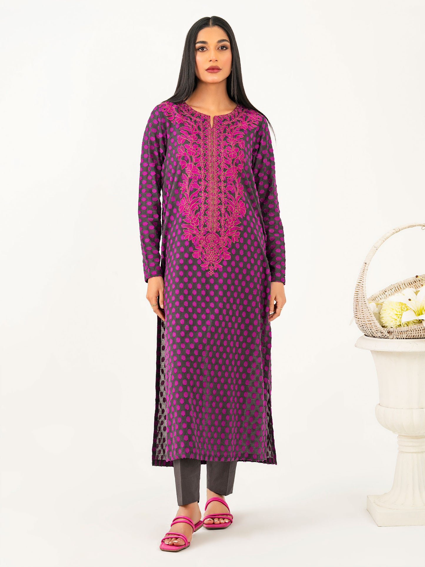 2 Piece Jacquard Suit-Embroidered (Pret)