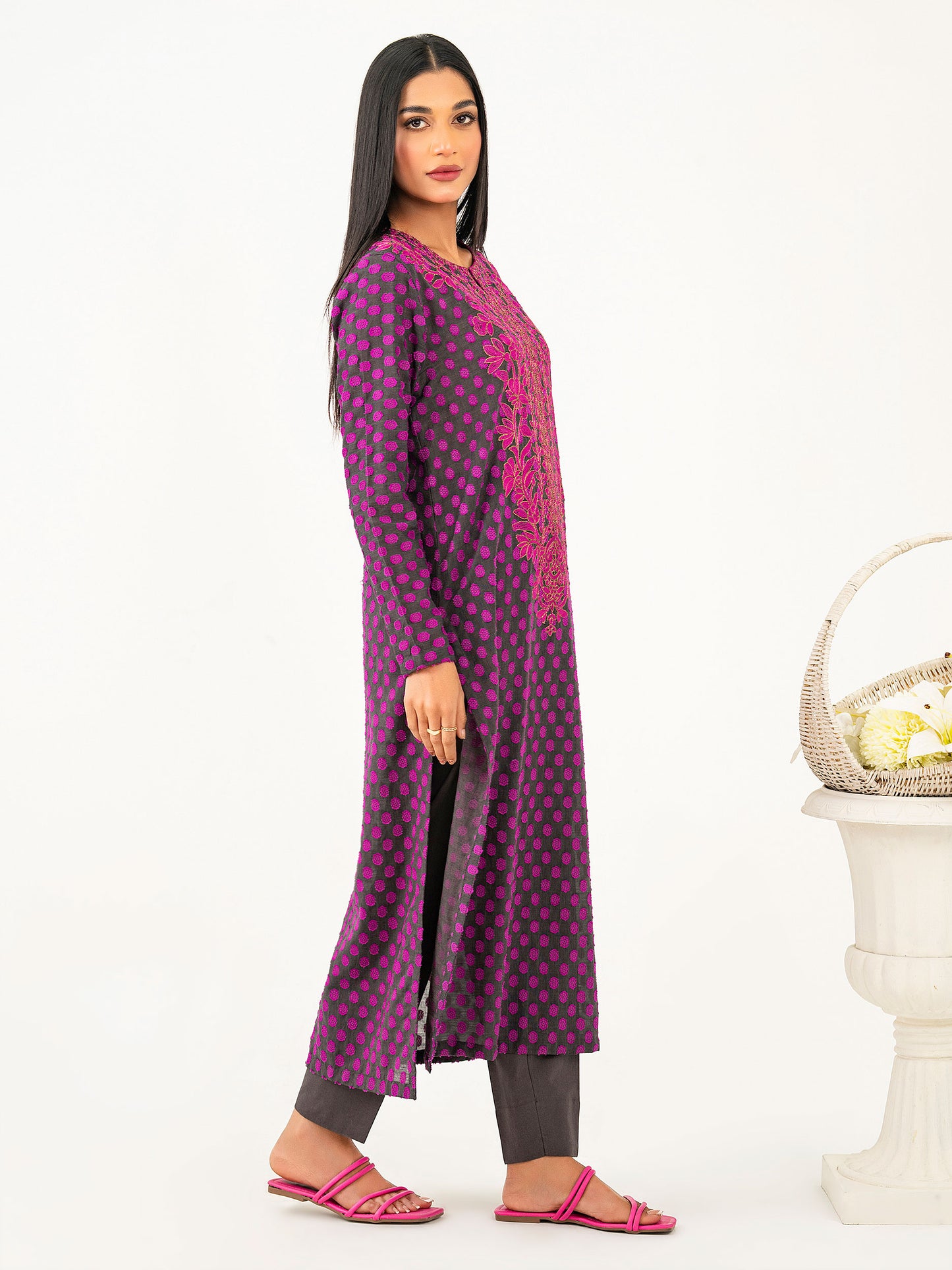 2 Piece Jacquard Suit-Embroidered (Pret)