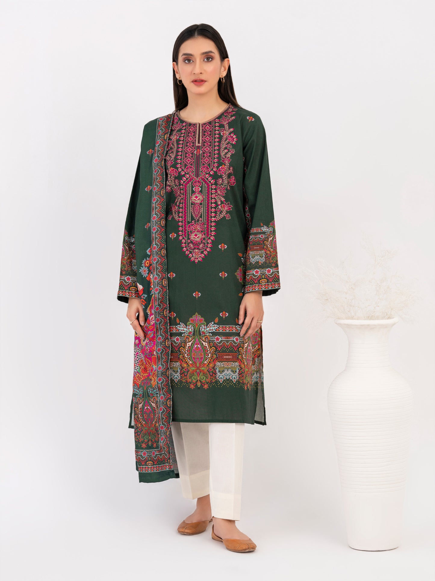 2 Piece Winter Cotton Suit-Embroidered (Pret)