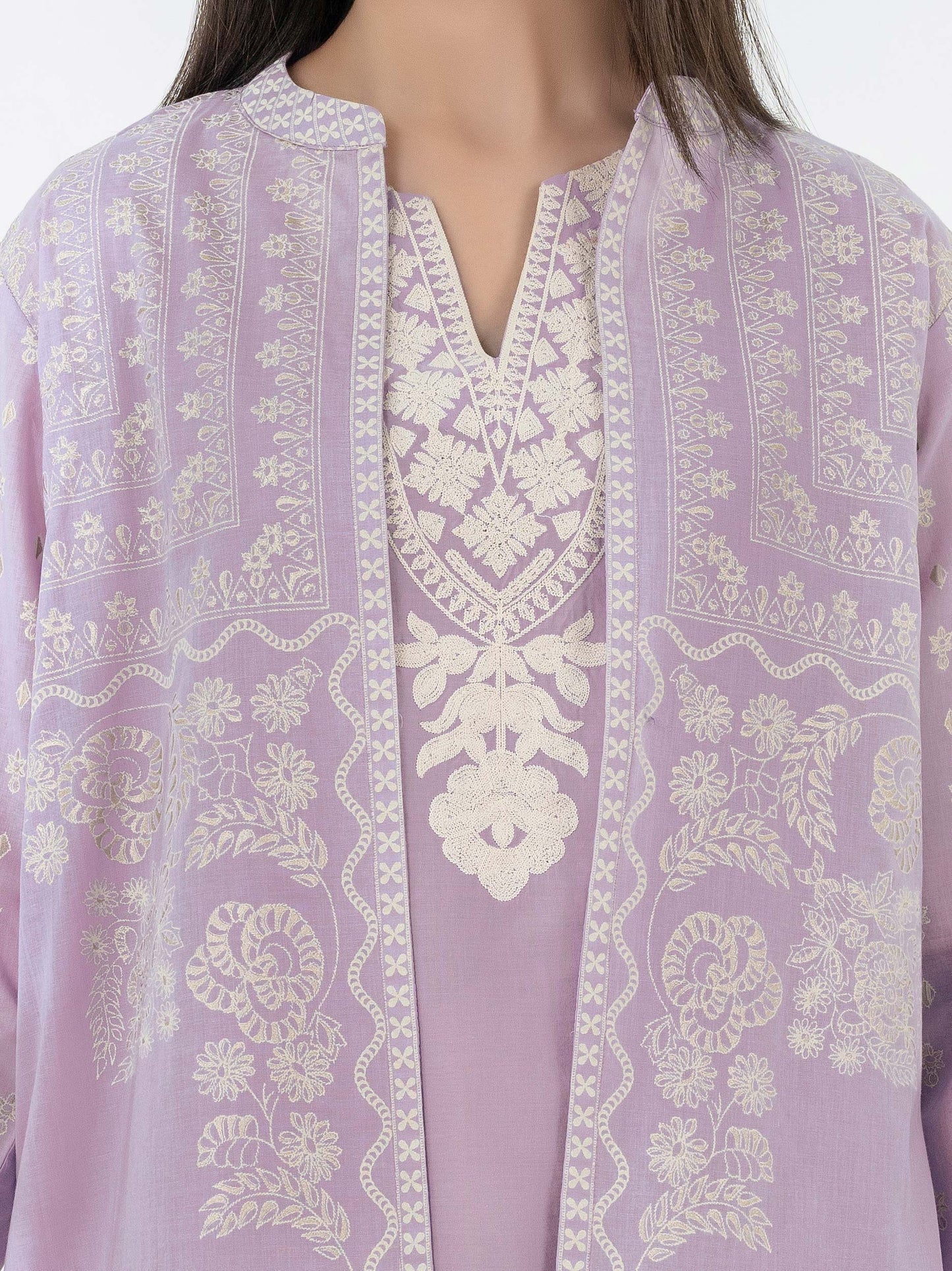 Lawn Cardigan With Slip-Embroidered (Pret)