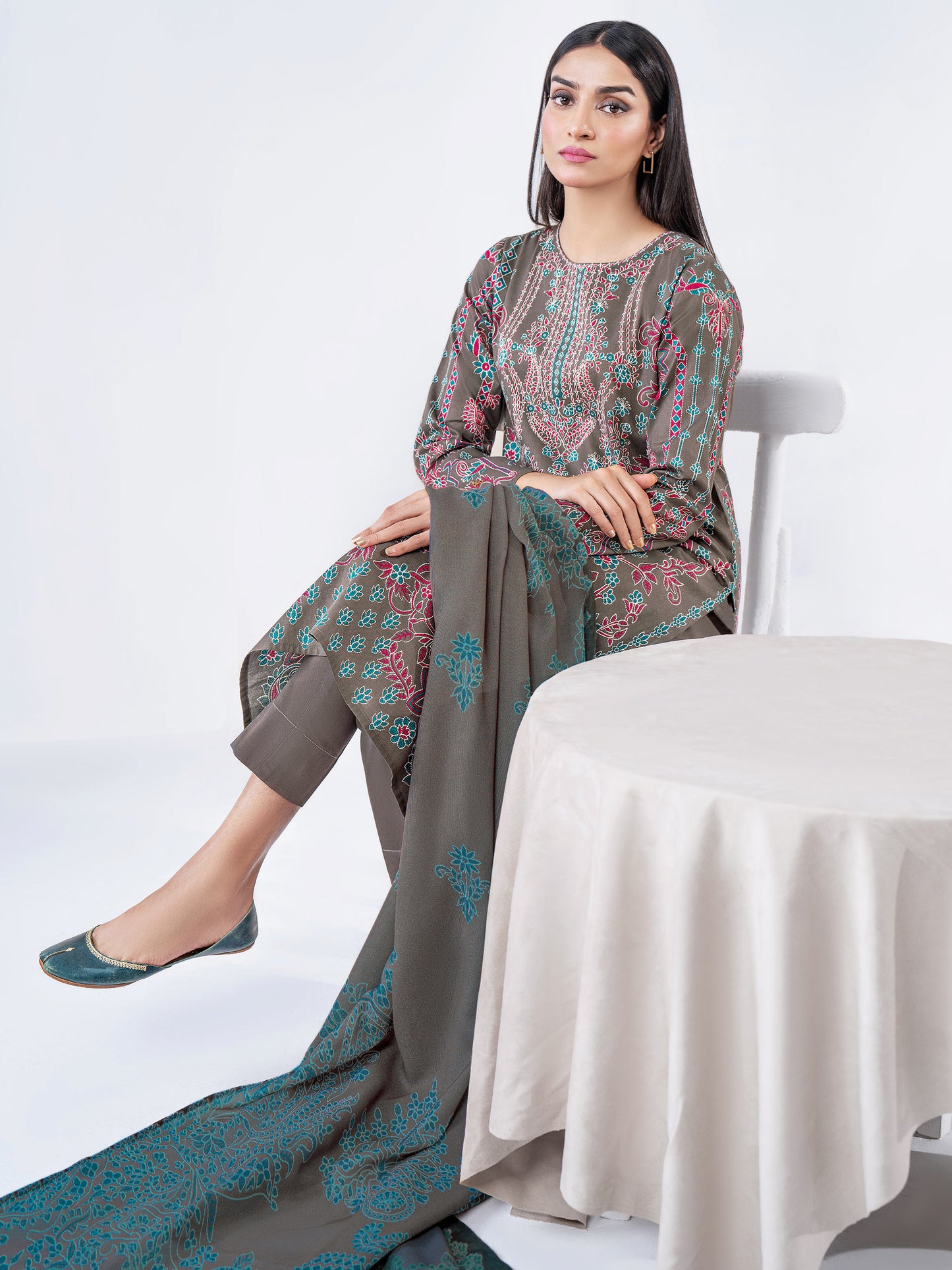 2 Piece Winter Cotton Suit-Printed(Unstitched)