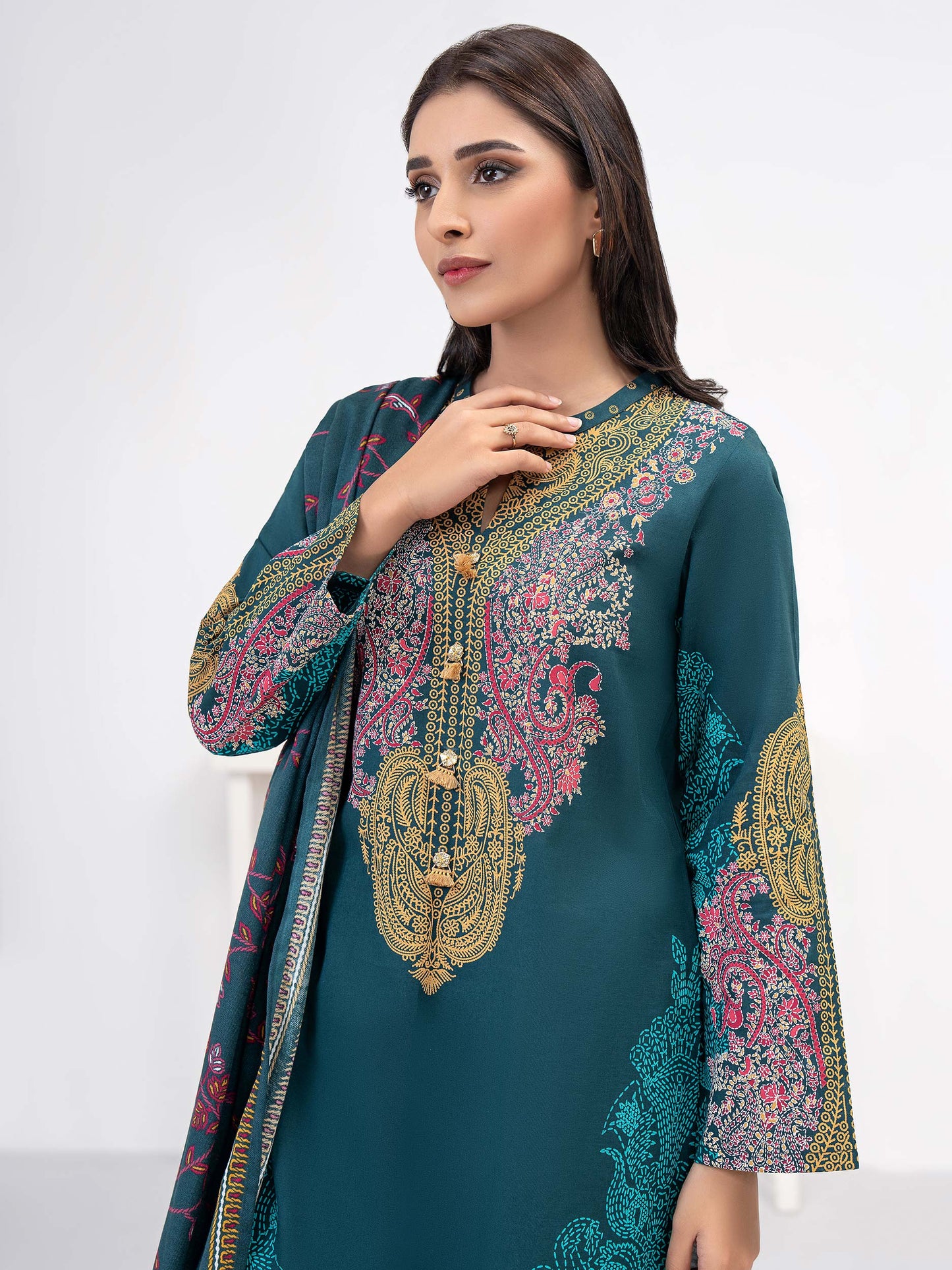 3 Piece Khaddar Suit-Paste Print (Unstitched)