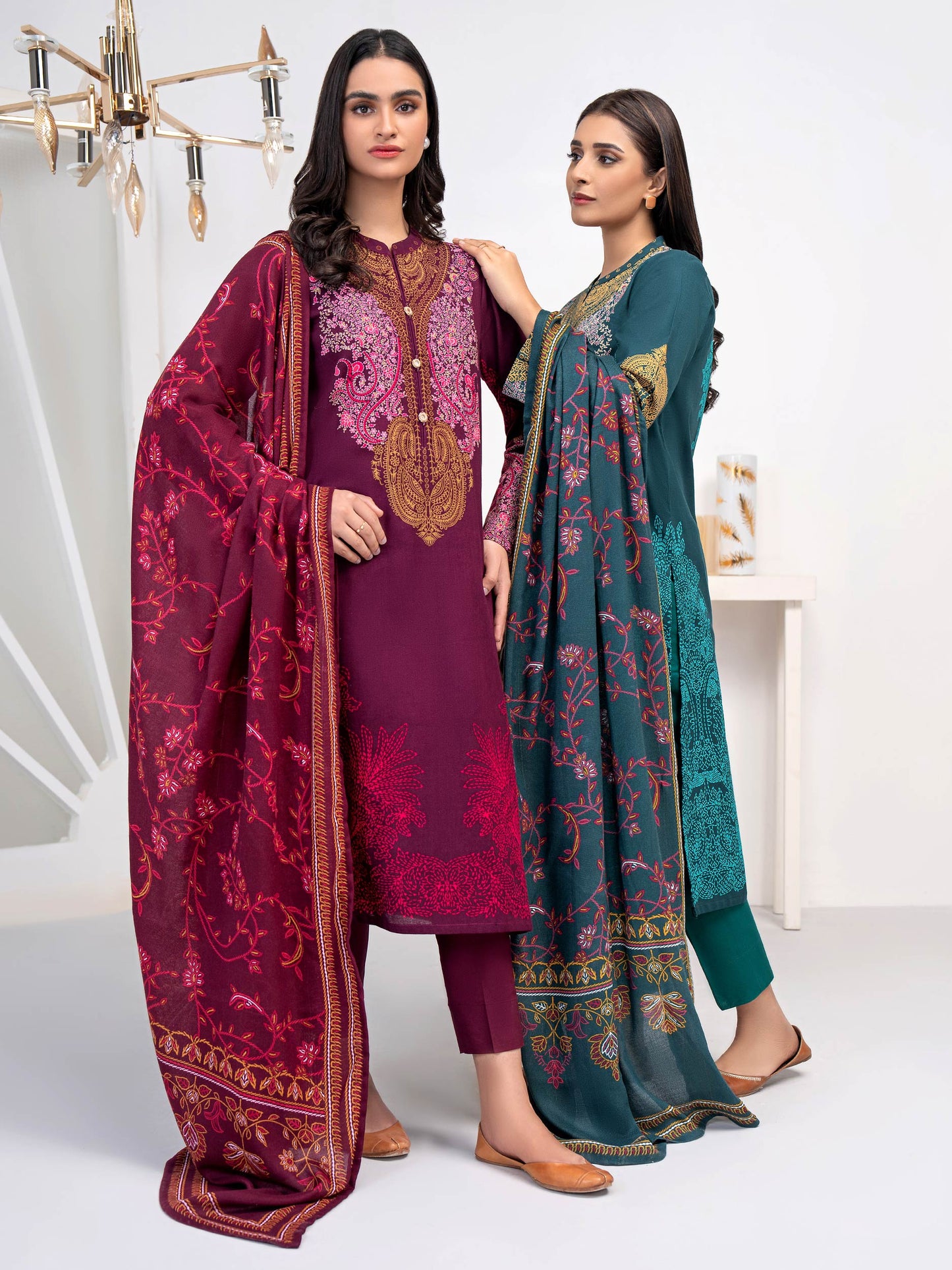 3 Piece Khaddar Suit-Paste Print (Unstitched)