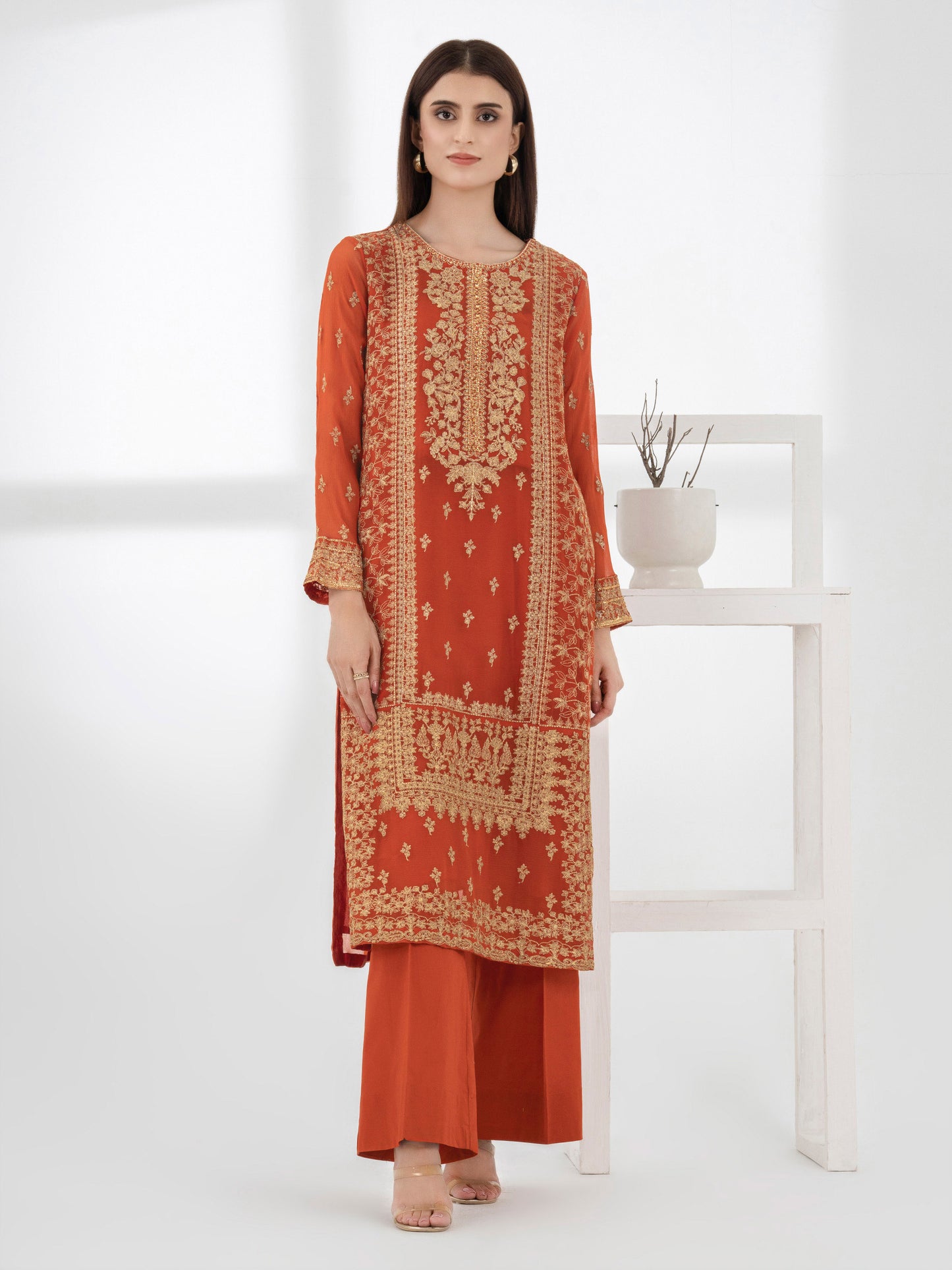 2 Piece Chiffon Suit-Embroidered (Pret)