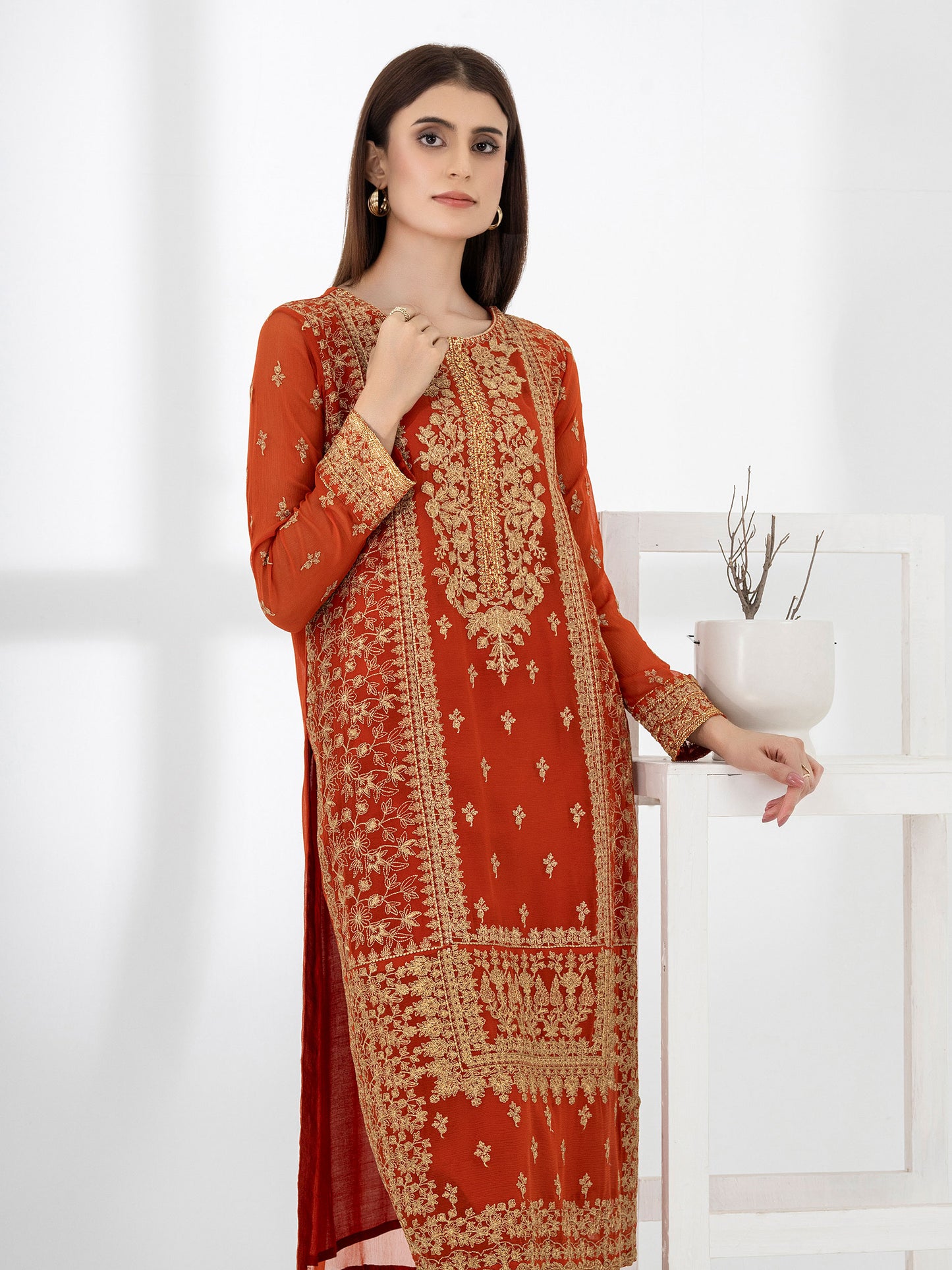 2 Piece Chiffon Suit-Embroidered (Pret)