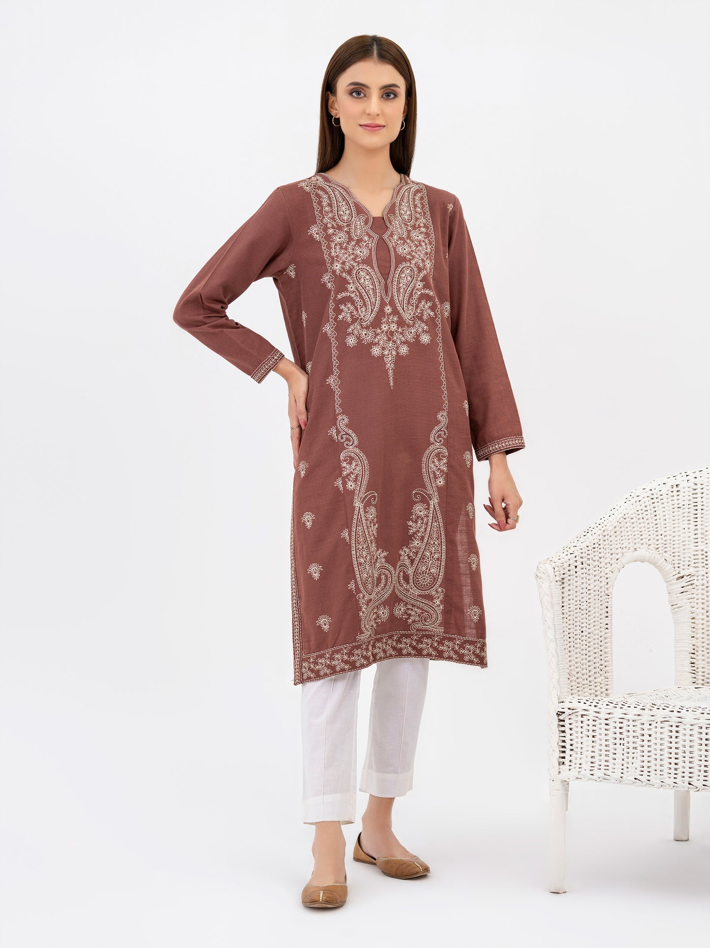 Khaddar Shirt-Embroidered(Pret)