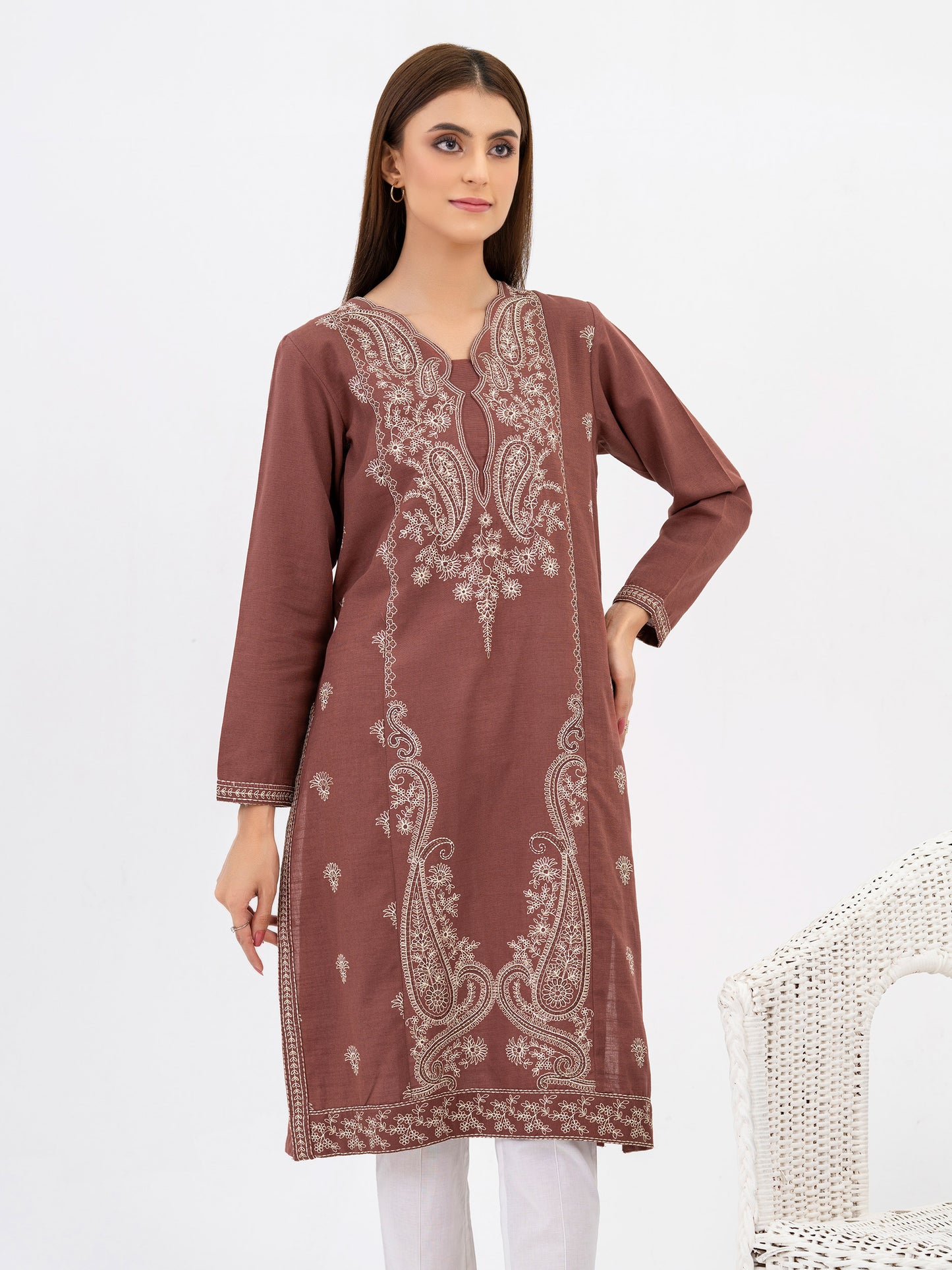 Khaddar Shirt-Embroidered(Pret)