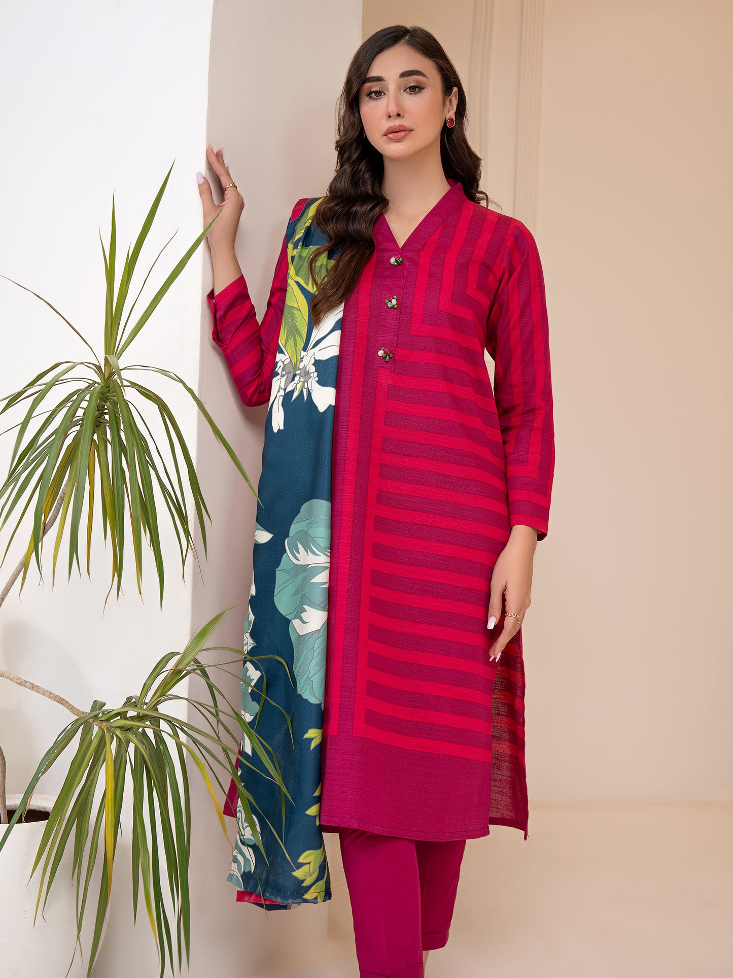 2 Piece Khaddar Suit-Printed (Unstitched)