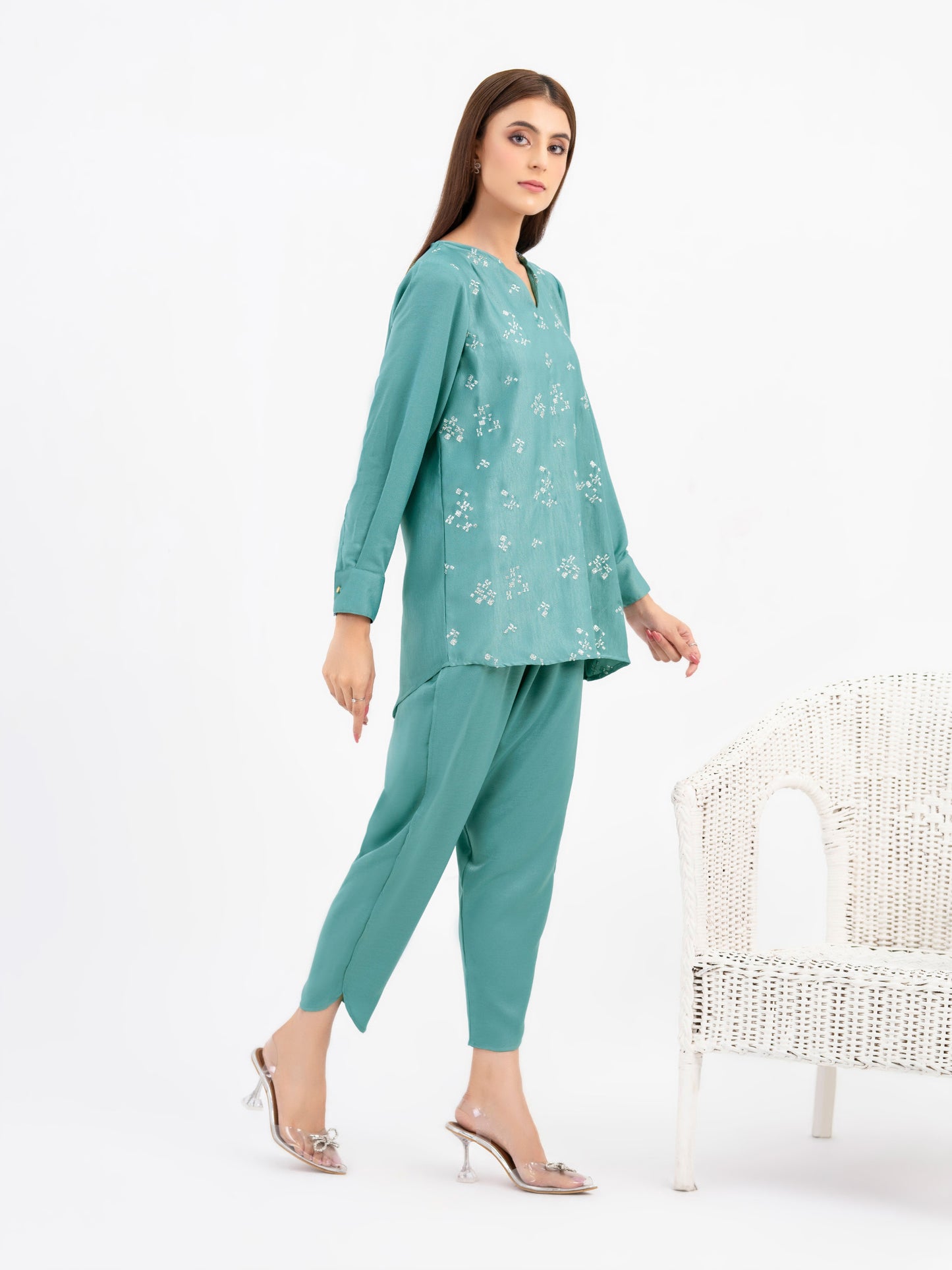 Viscose Co-Ord Set-Embroidered(Pret)