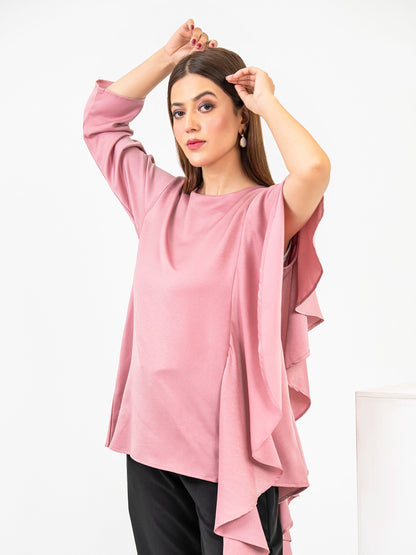 Viscose Ruffle Top-Dyed