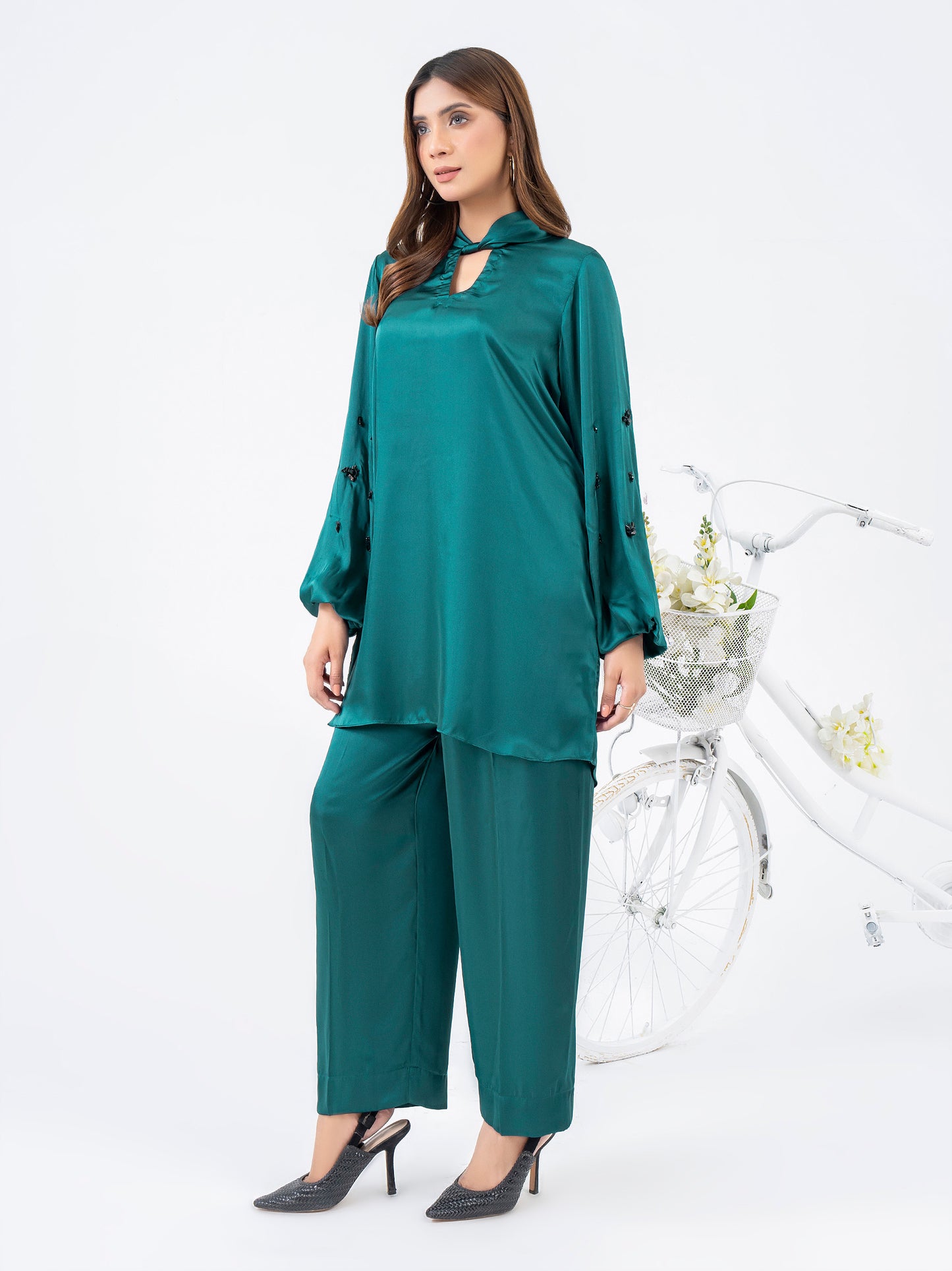 2 Piece Silk Suit-Embellished (Pret)