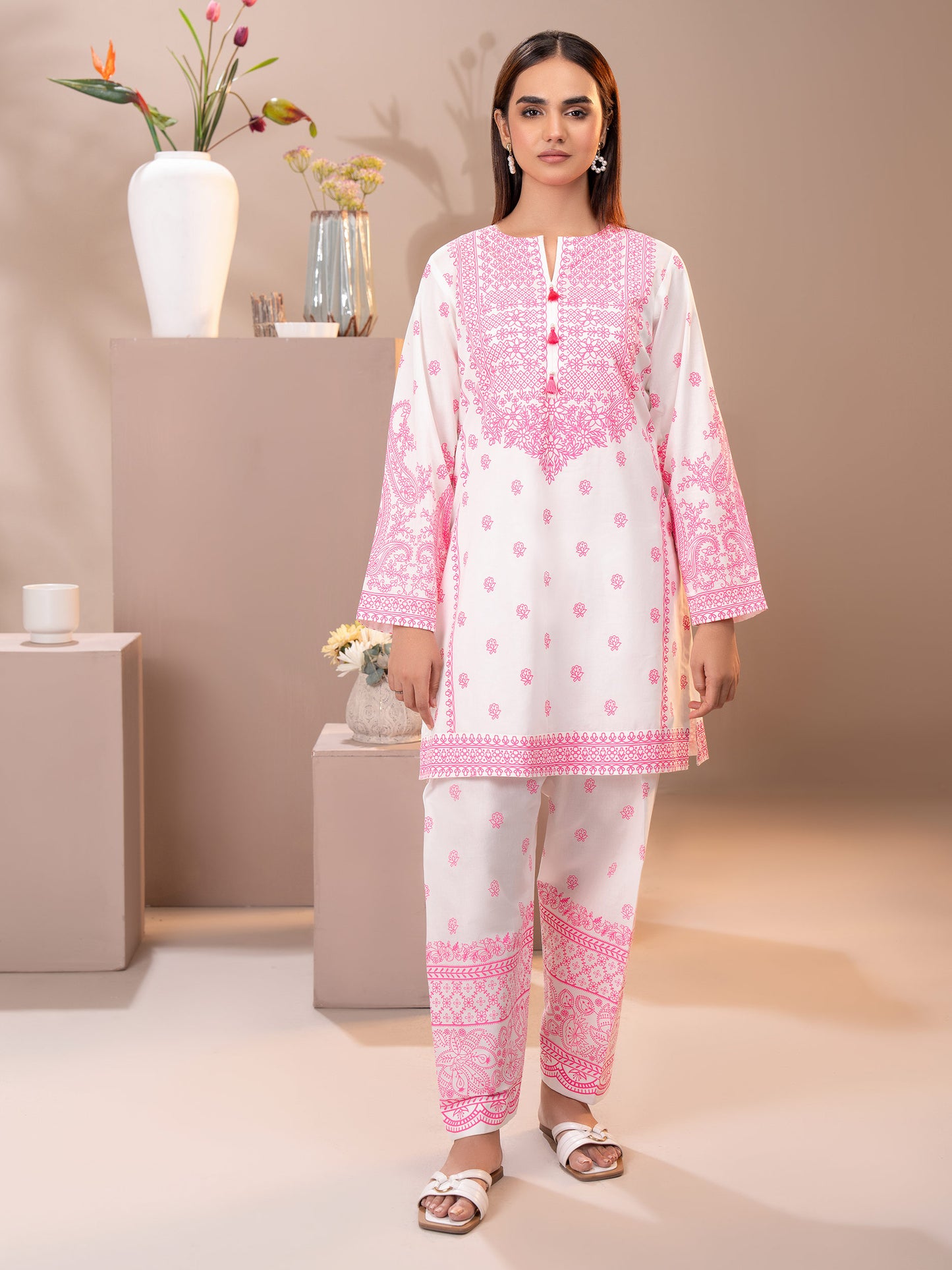 2 Piece Cambric Suit-Paste Print (Unstitched)