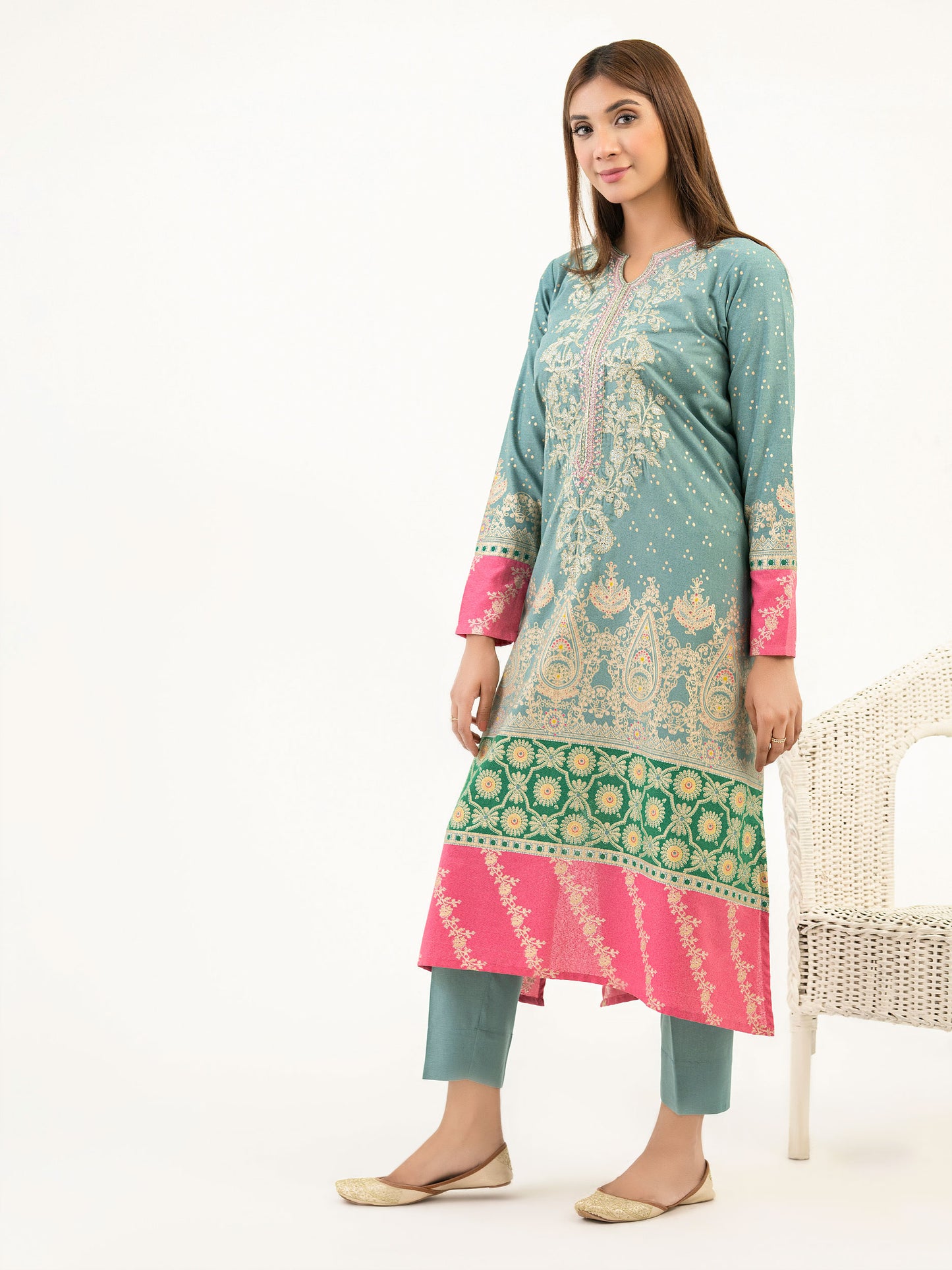 2 Piece Karandi Suit-Embroidered (Pret)