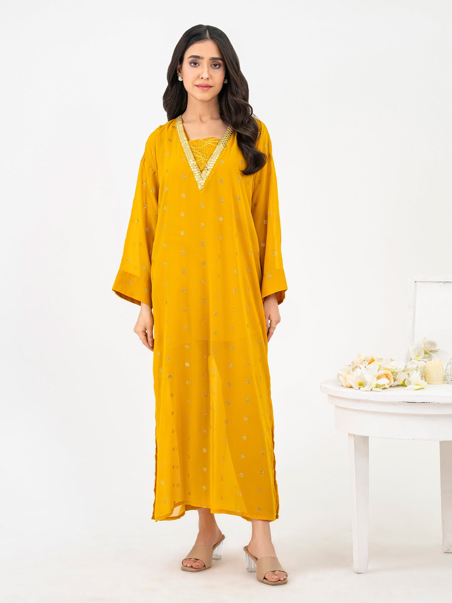 3 Piece Chiffon Suit-Embroidered (Pret)