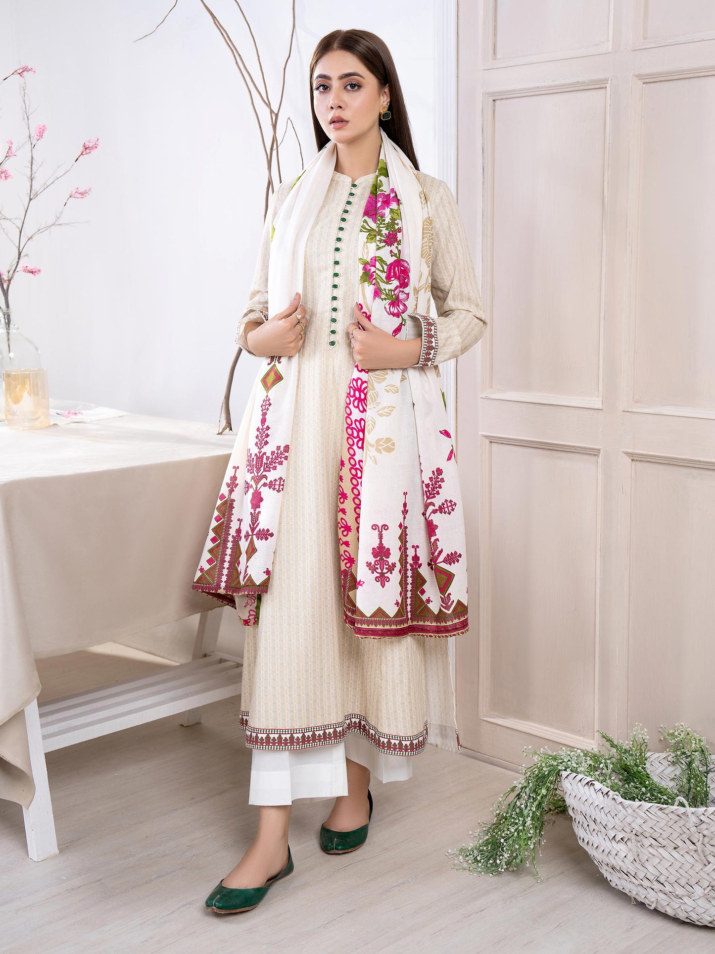 2 Piece Khaddar Suit-Printed(Unstitched)