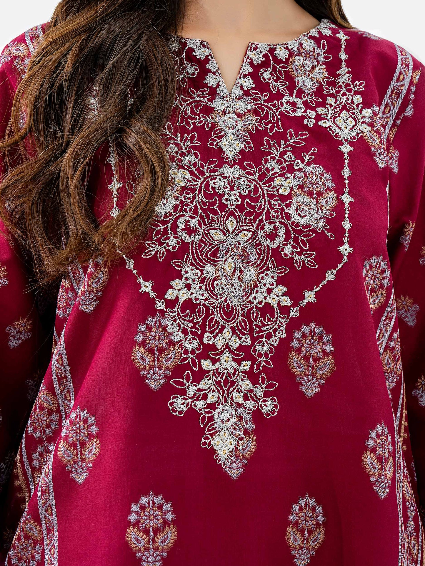 Jacquard Kurti-Embroidered (Pret)