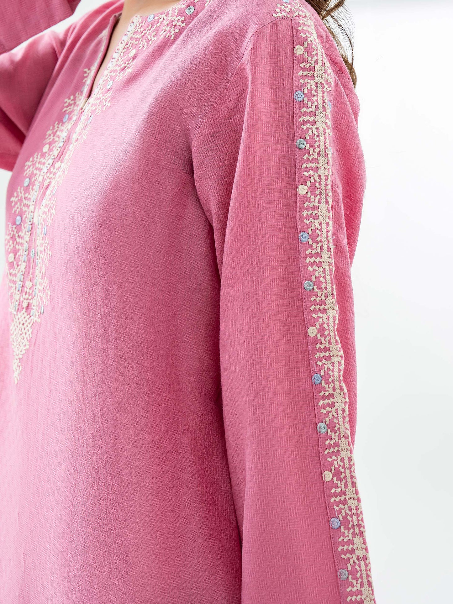 Jacquard Kurti-Embroidered (Pret)