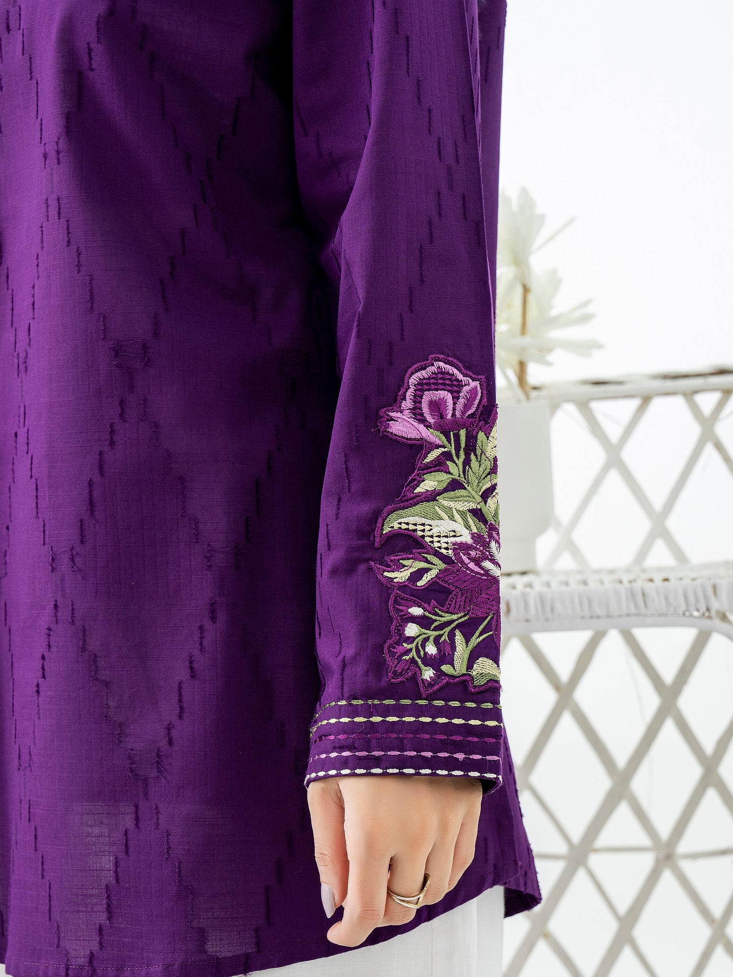 Jacquard Kurti-Embroidered (Pret)