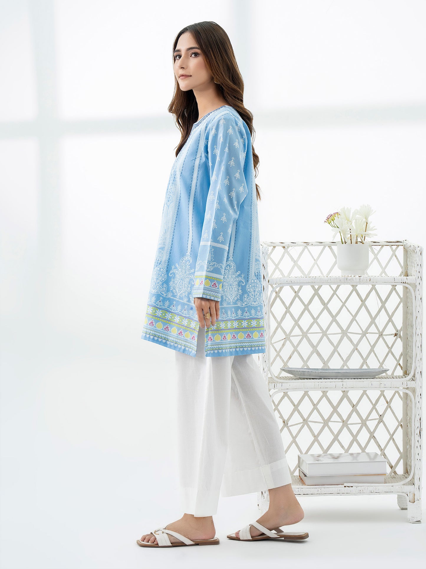 Cambric Kurti-Embroidered (Pret)