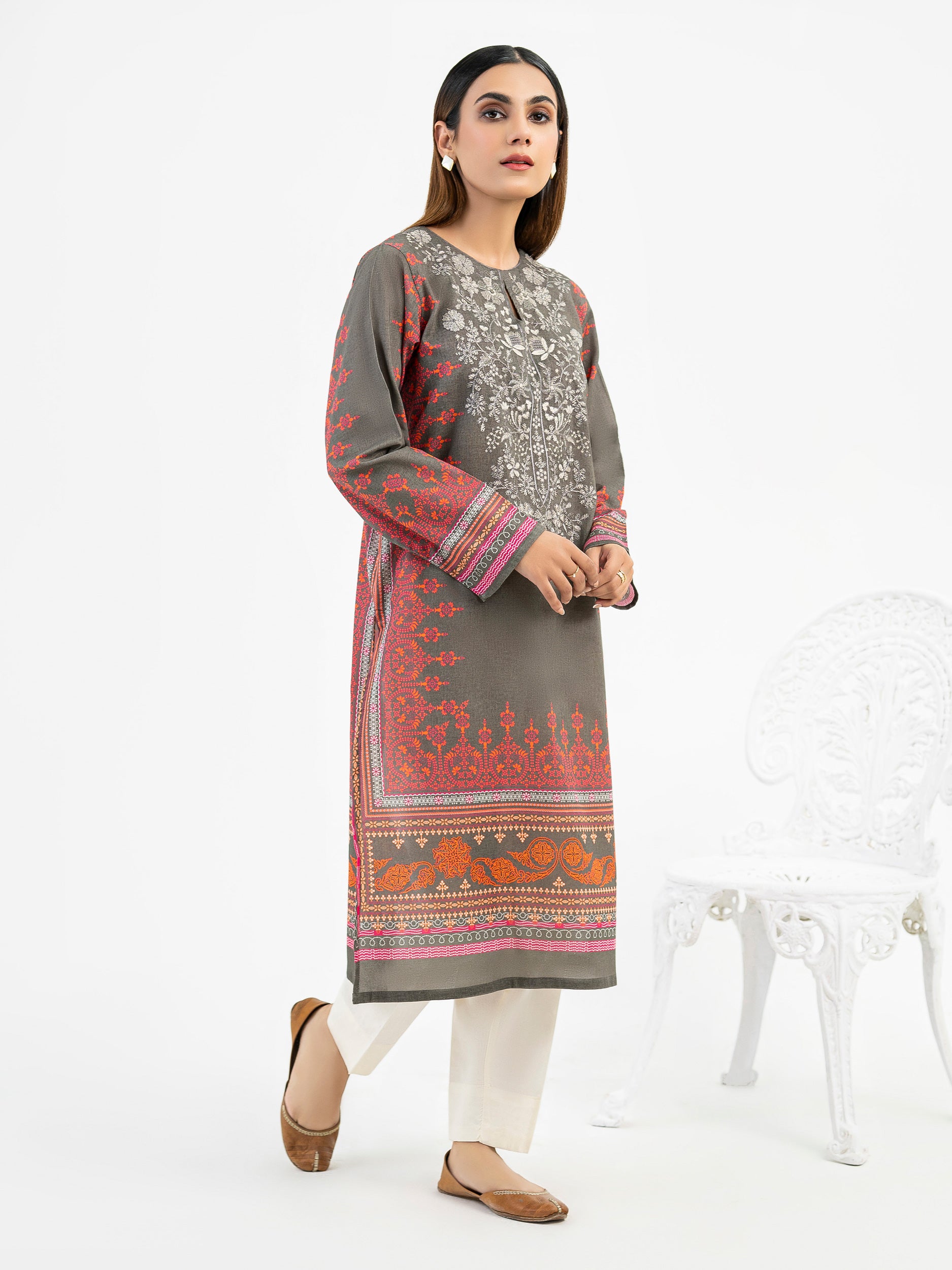 Khaddar Shirt-Embroidered (Pret) – Limelightpk