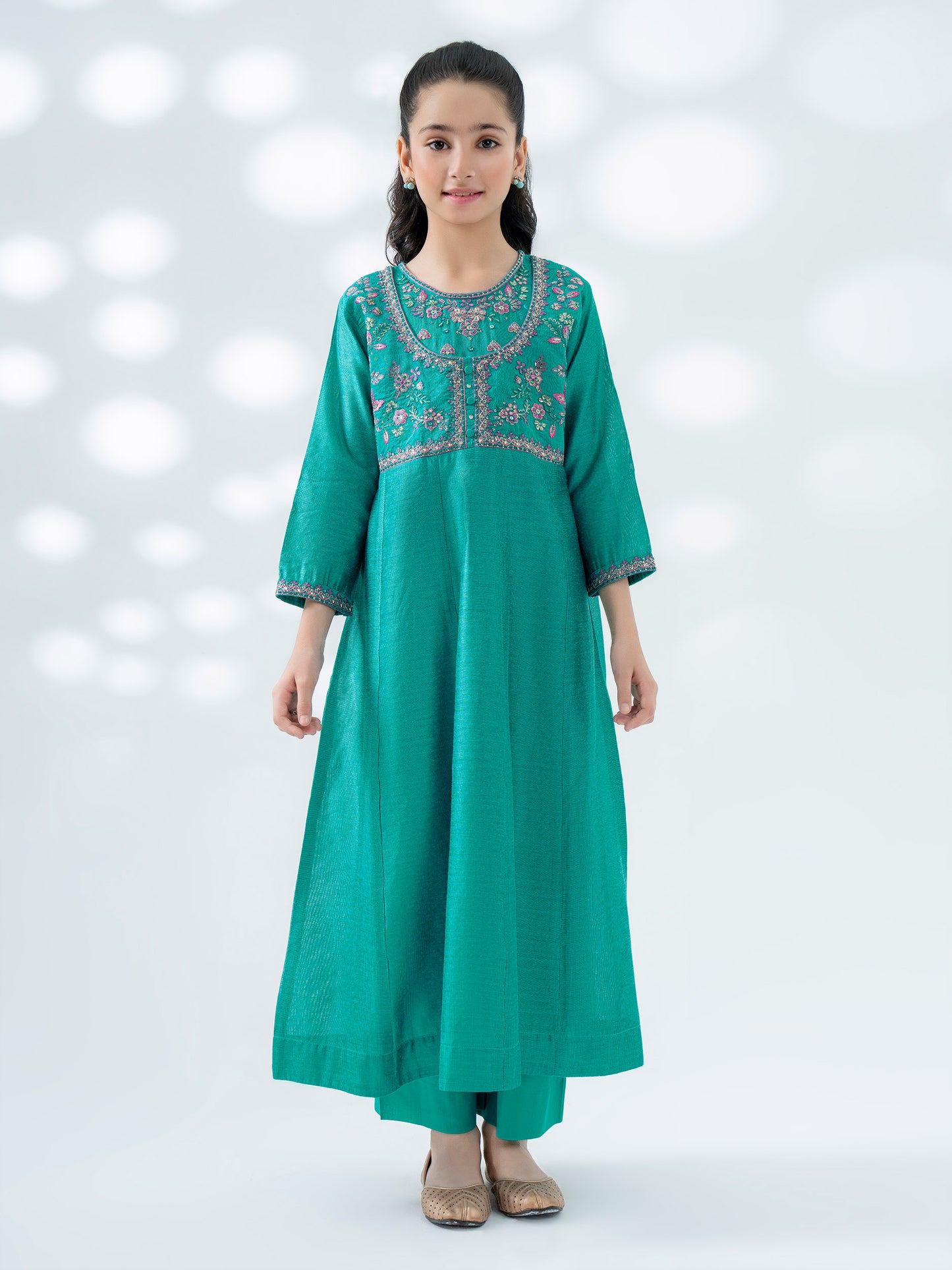 2 Piece Cotton Net Suit-Embroidered