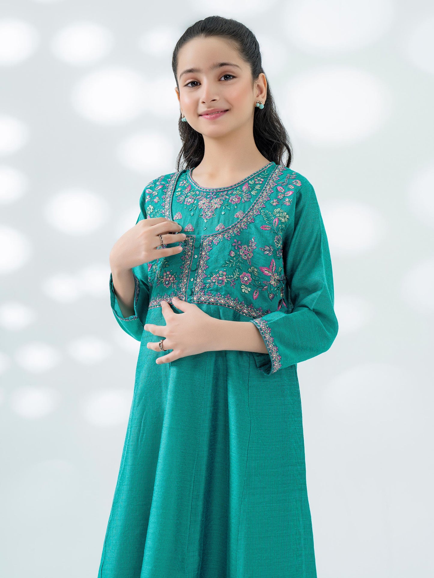 2 Piece Cotton Net Suit-Embroidered