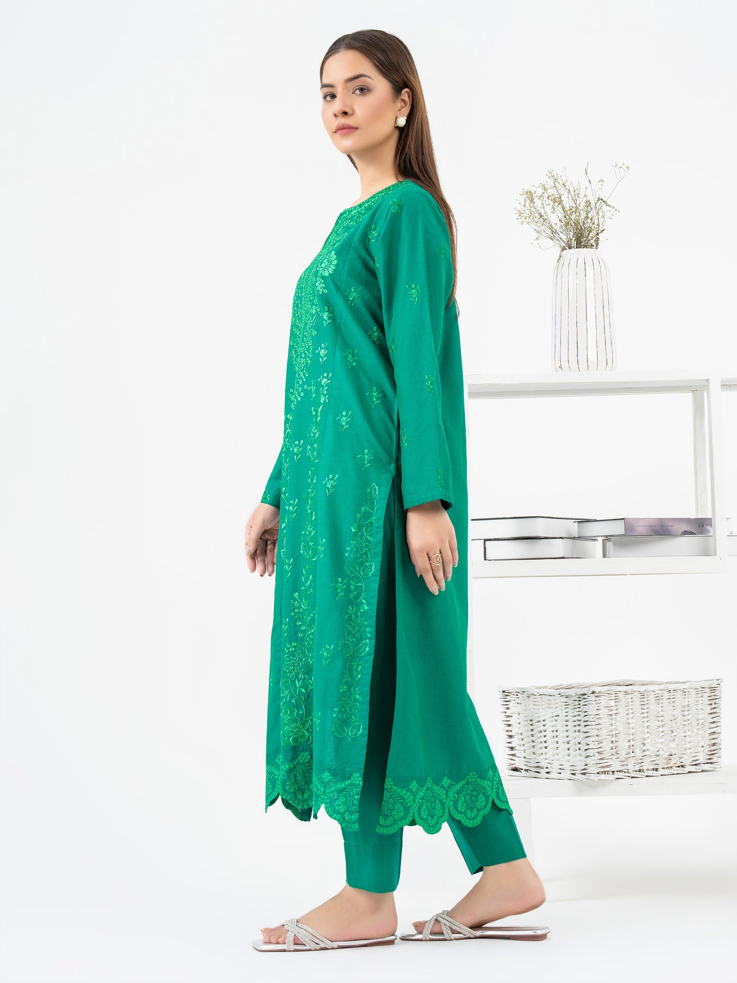 2 Piece Viscose Suit-Embroidered (Pret)