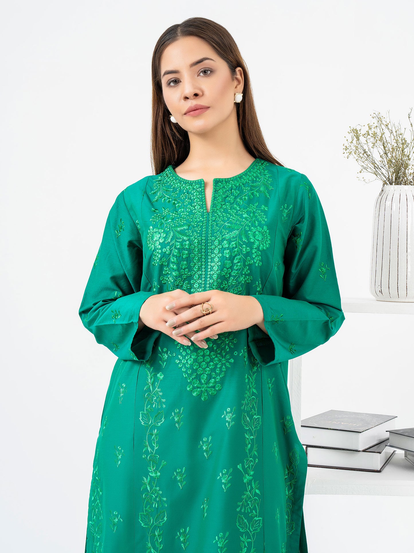 2 Piece Viscose Suit-Embroidered (Pret)