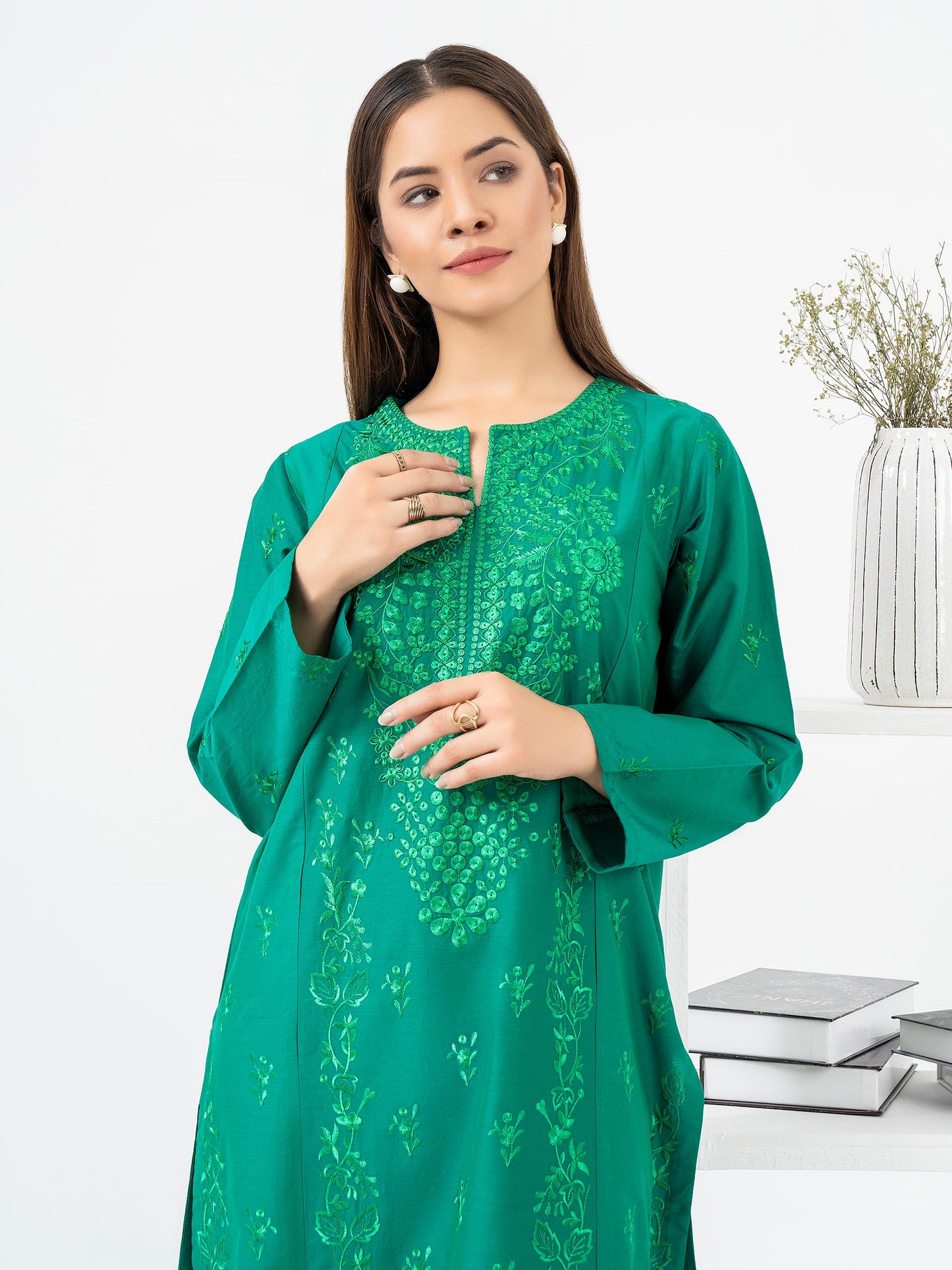 2 Piece Viscose Suit-Embroidered (Pret)