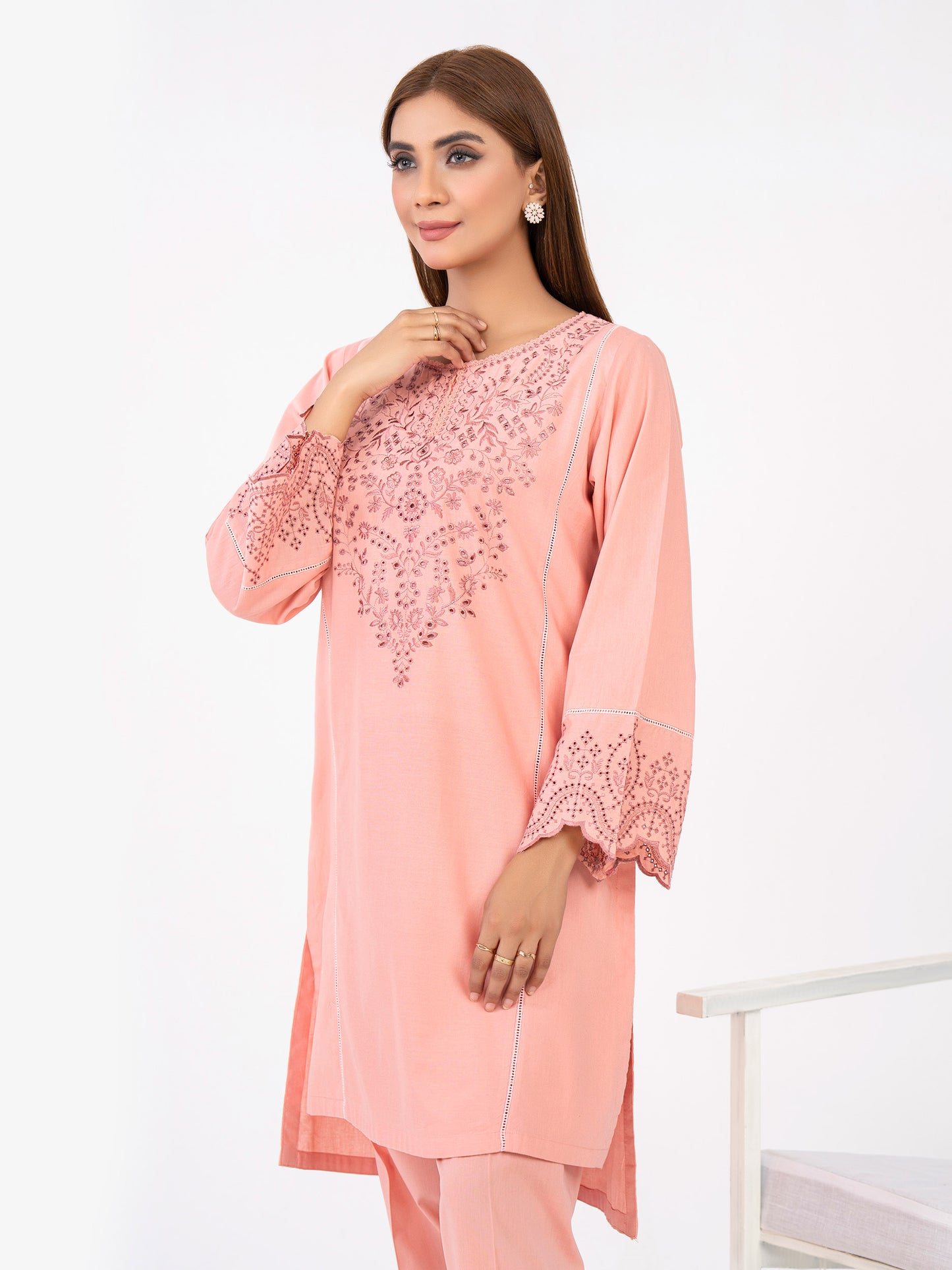 2 Piece Winter Cotton Suit-Embroidered(Pret)