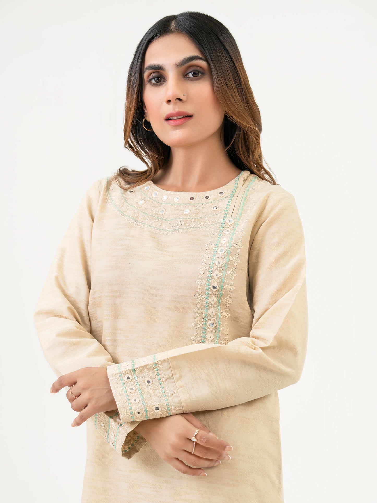 2 Piece Jacquard Suit-Embroidered (Pret)