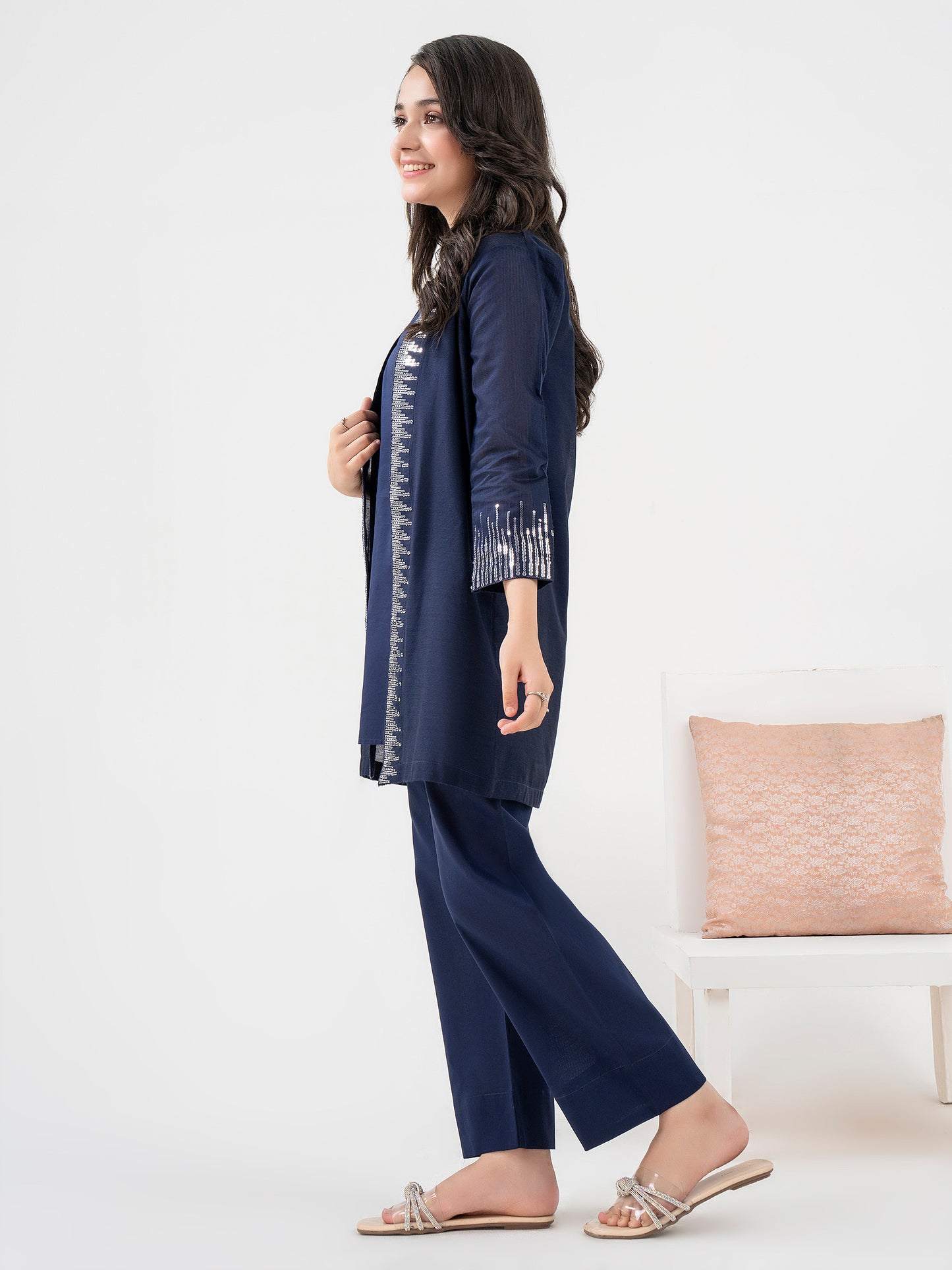 2 Piece Cotton Net Suit- Embroidered