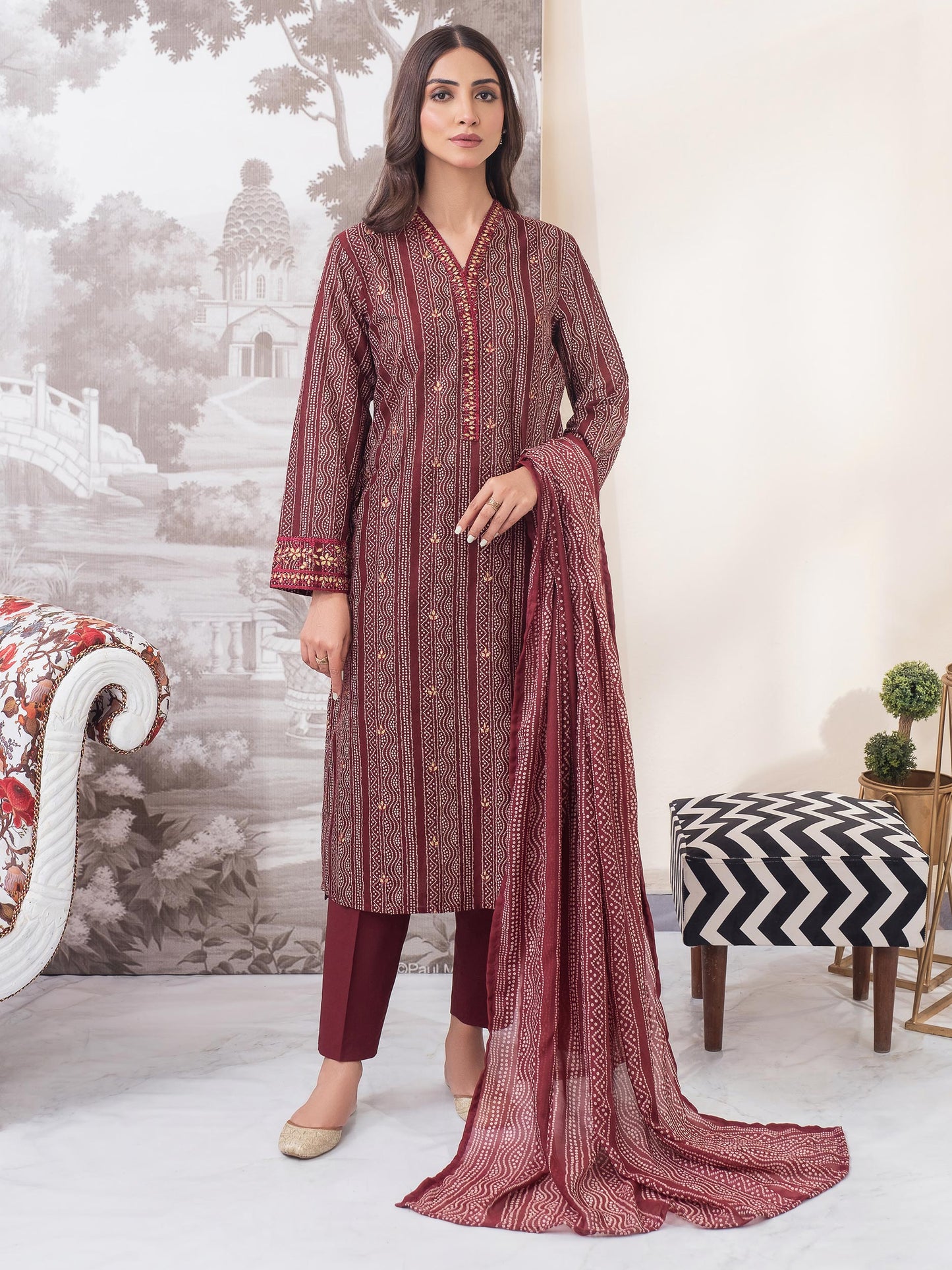 3 Piece Lawn Suit-Embroidered (Unstitched)